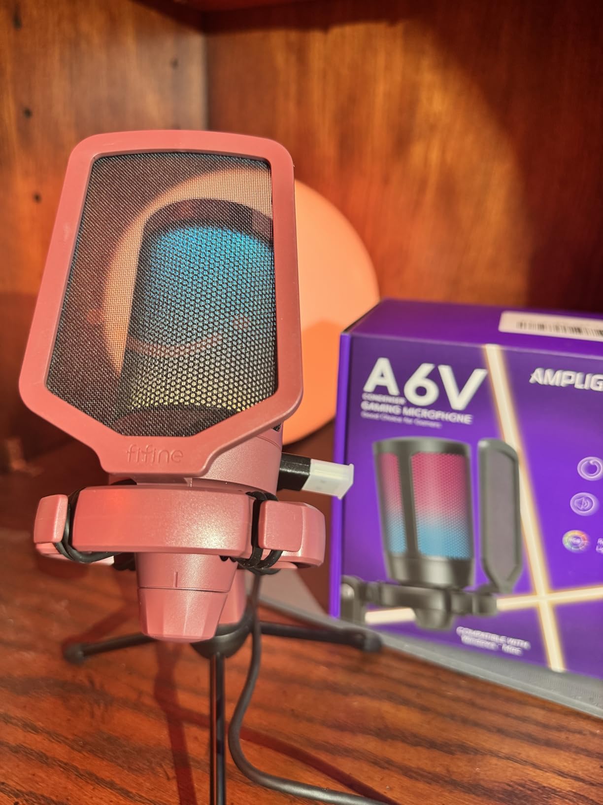 FIFINE Gaming USB Microphone for PC PS5, Condenser Mic with Quick Mute, RGB Indicator, Tripod Stand, Pop Filter, Shock Mount, Gain Control for Streaming Discord Twitch Podcasts Videos- AmpliGame - Customer Photo 1