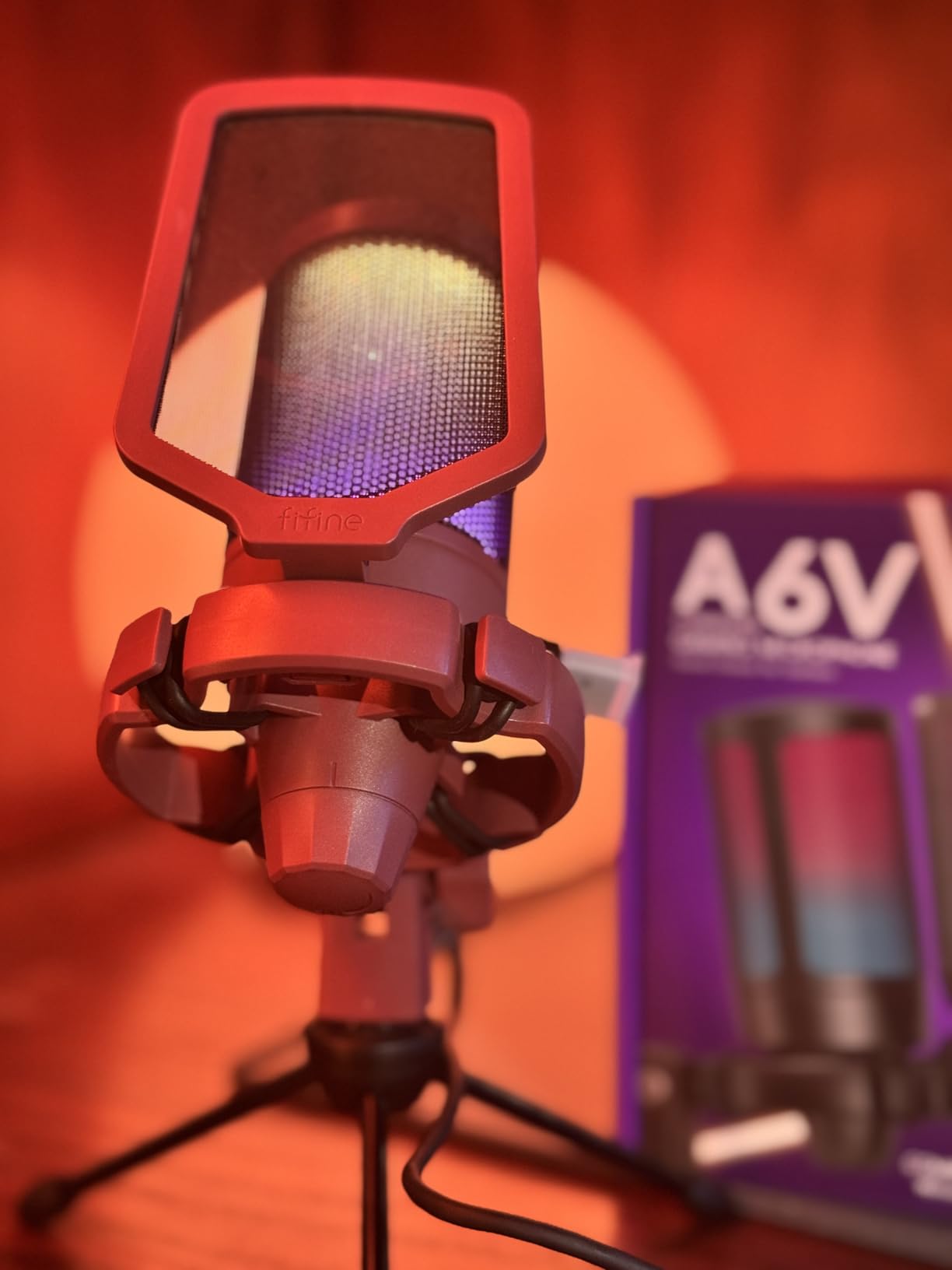 FIFINE Gaming USB Microphone for PC PS5, Condenser Mic with Quick Mute, RGB Indicator, Tripod Stand, Pop Filter, Shock Mount, Gain Control for Streaming Discord Twitch Podcasts Videos- AmpliGame - Customer Photo 2