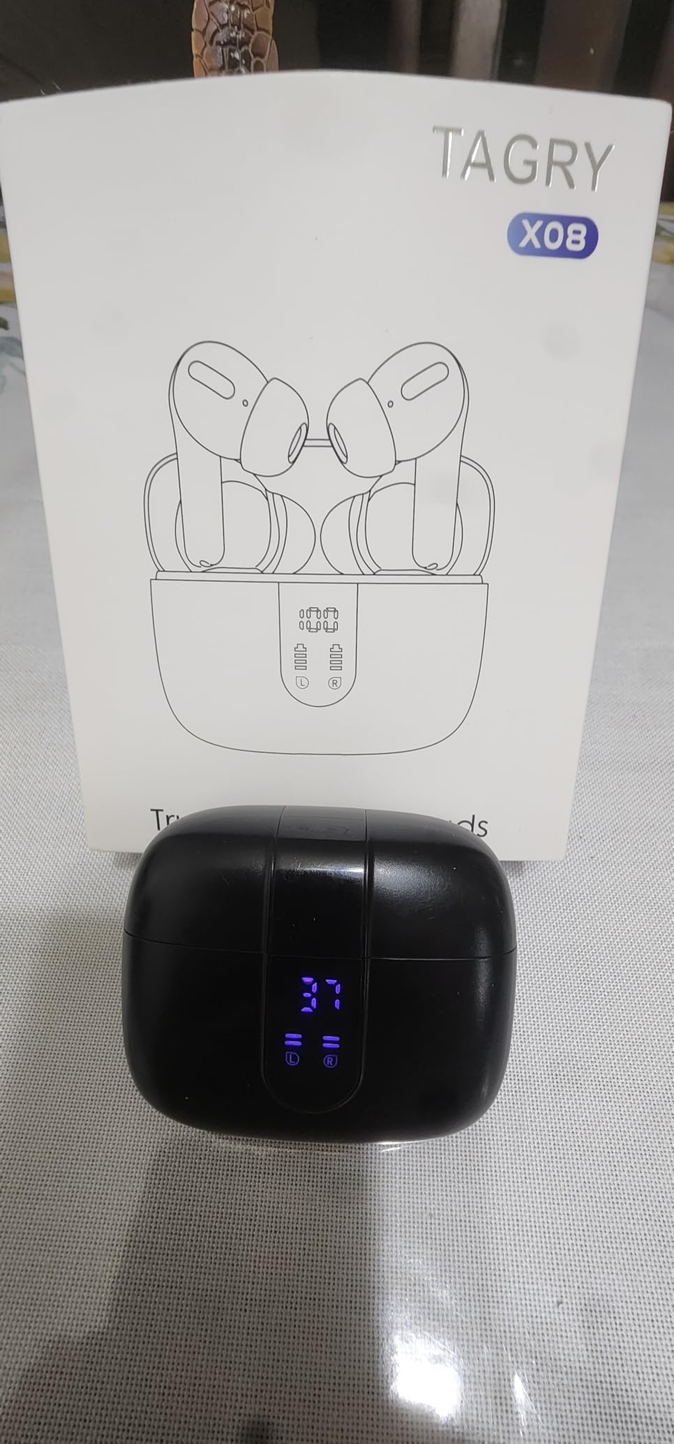 TAGRY Bluetooth Headphones True Wireless Earbuds 60H Playback LED Power Display Earphones with Wireless Charging Case IPX5 Waterproof in-Ear Ear buds with Mic for TV Smart Phone Laptop Computer Sports - Customer Photo 4