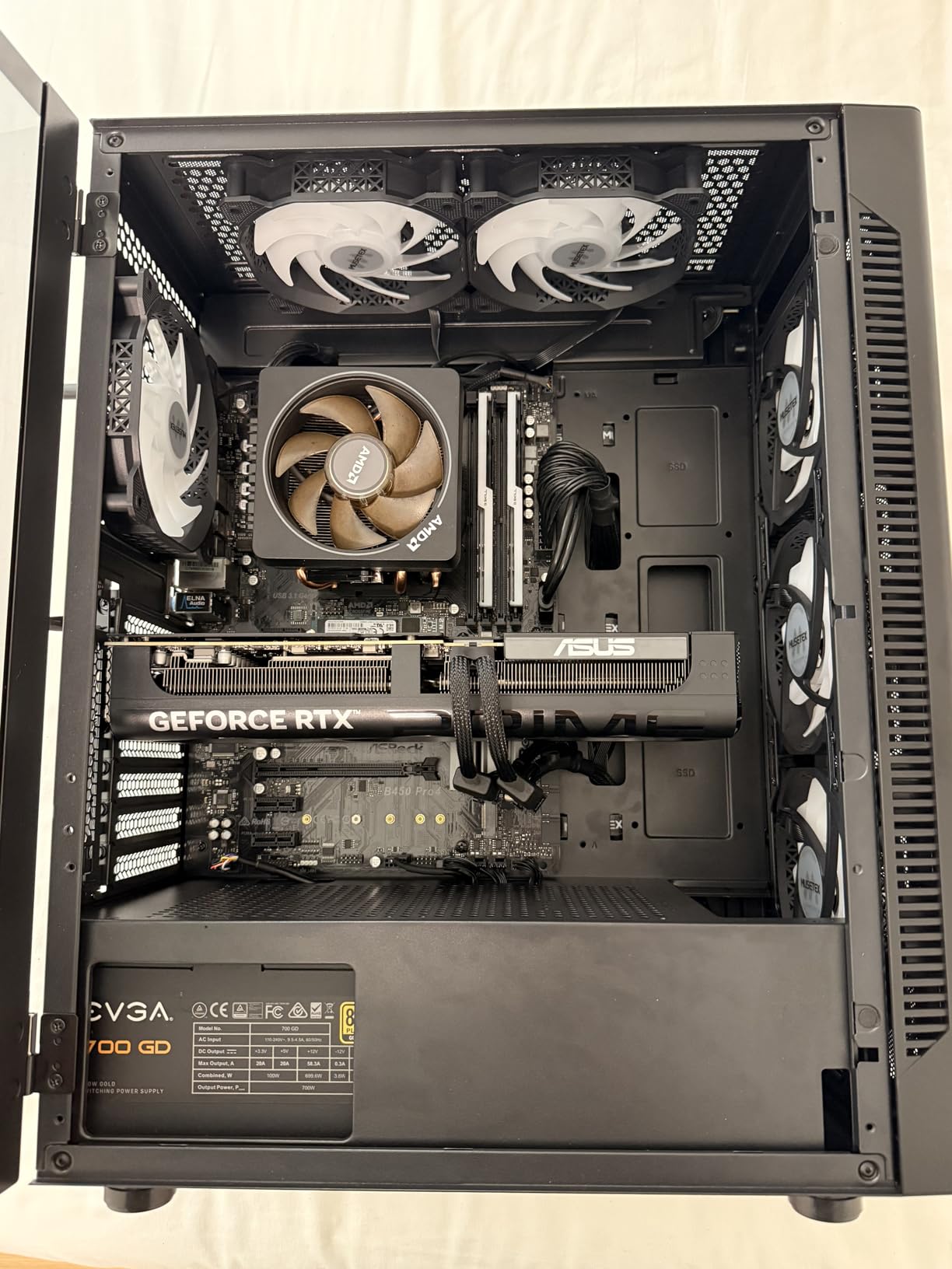 MUSETEX ATX PC Case Pre-Install 6 PWM ARGB Fans, Polygonal Mesh Computer Gaming Case, Opening Tempered Glass Side Panel Mid-Tower Case, USB 3.0 x 2, Black, NN8 - Customer Photo 2