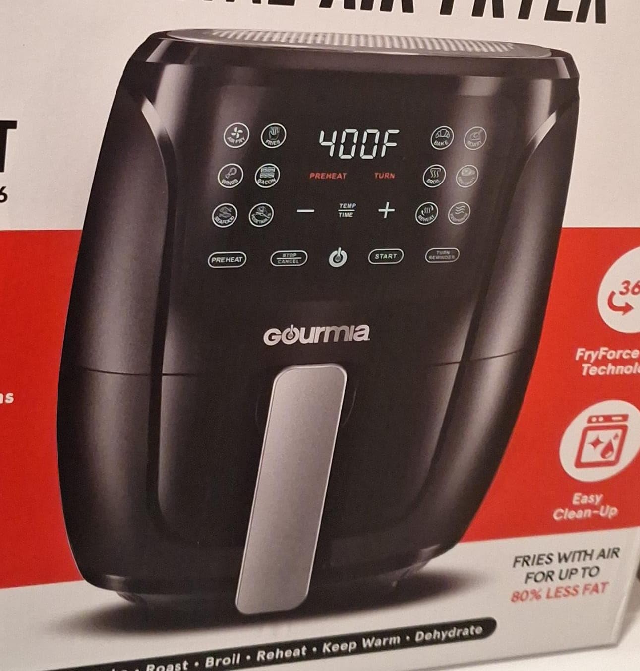 Gourmia Air Fryer - 6 Qt Large Capacity, FryForce 360º, Digital Display with 12 Presets, Roast, Bake, Broil, Dehydrate, Dishwasher Safe Accessories, Black - Customer Photo 2