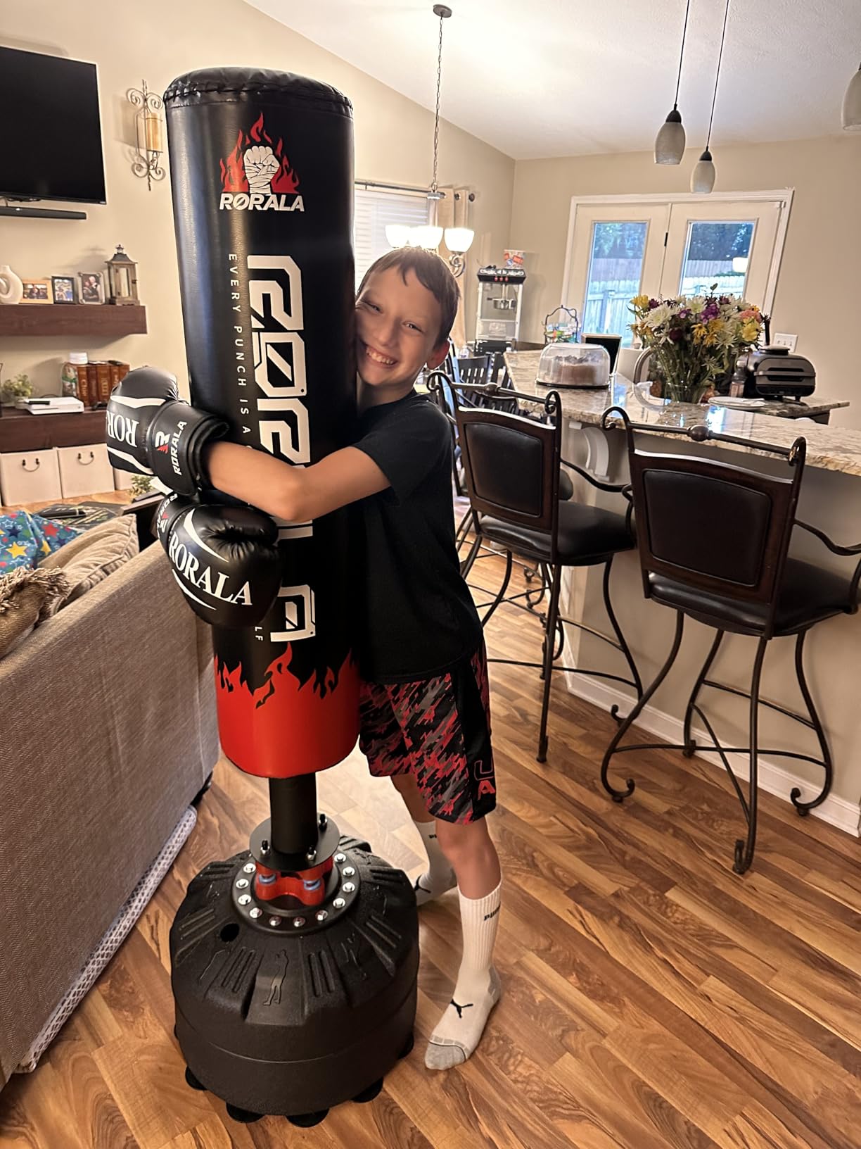 Freestanding Punching Bag with 12OZ Pro Boxing Gloves,Heavy Bag for Adult, Youth, Men Standing Kickboxing Bag Weight 203LBS - Customer Photo 2