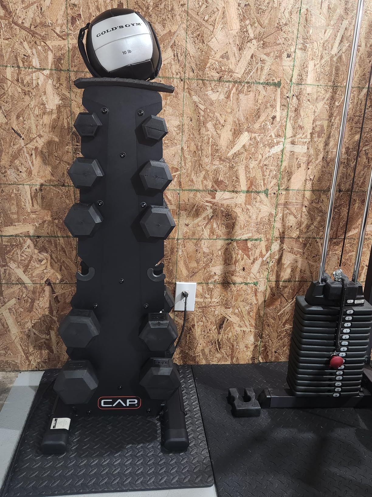 CAP Barbell Rubber Coated Dumbbell Weight Set with Vertical Rack | 100 lb, 150 lb, and 210 lb Options Customer Review CAP Barbell Rubber Coated Dumbbell Weight Set with Vertical Rack | 100 lb, 150 lb, and 210 lb Options - Customer Photo 1