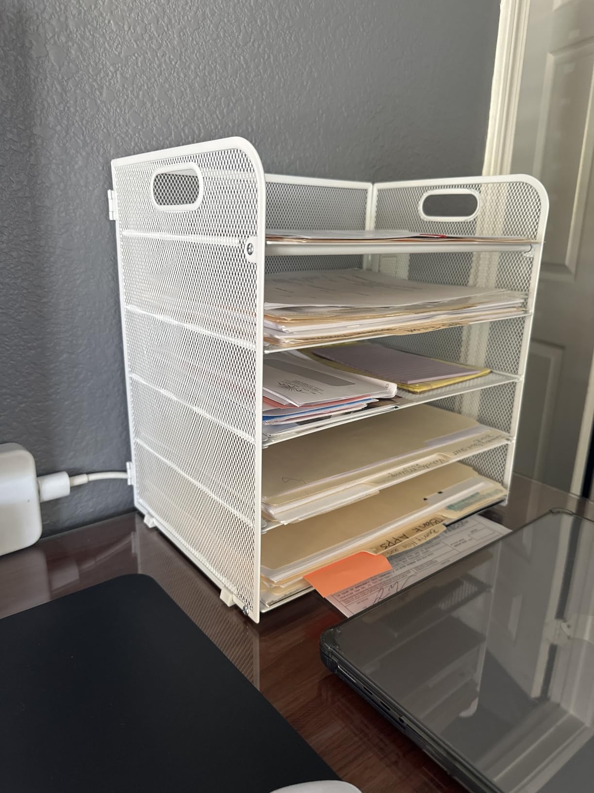 Supeasy 5 Trays Paper Organizer Letter Tray with Handle-Mesh Desk File Organizer, Paper Sorter Desk Organizer for Office, Home or School - Customer Photo 2