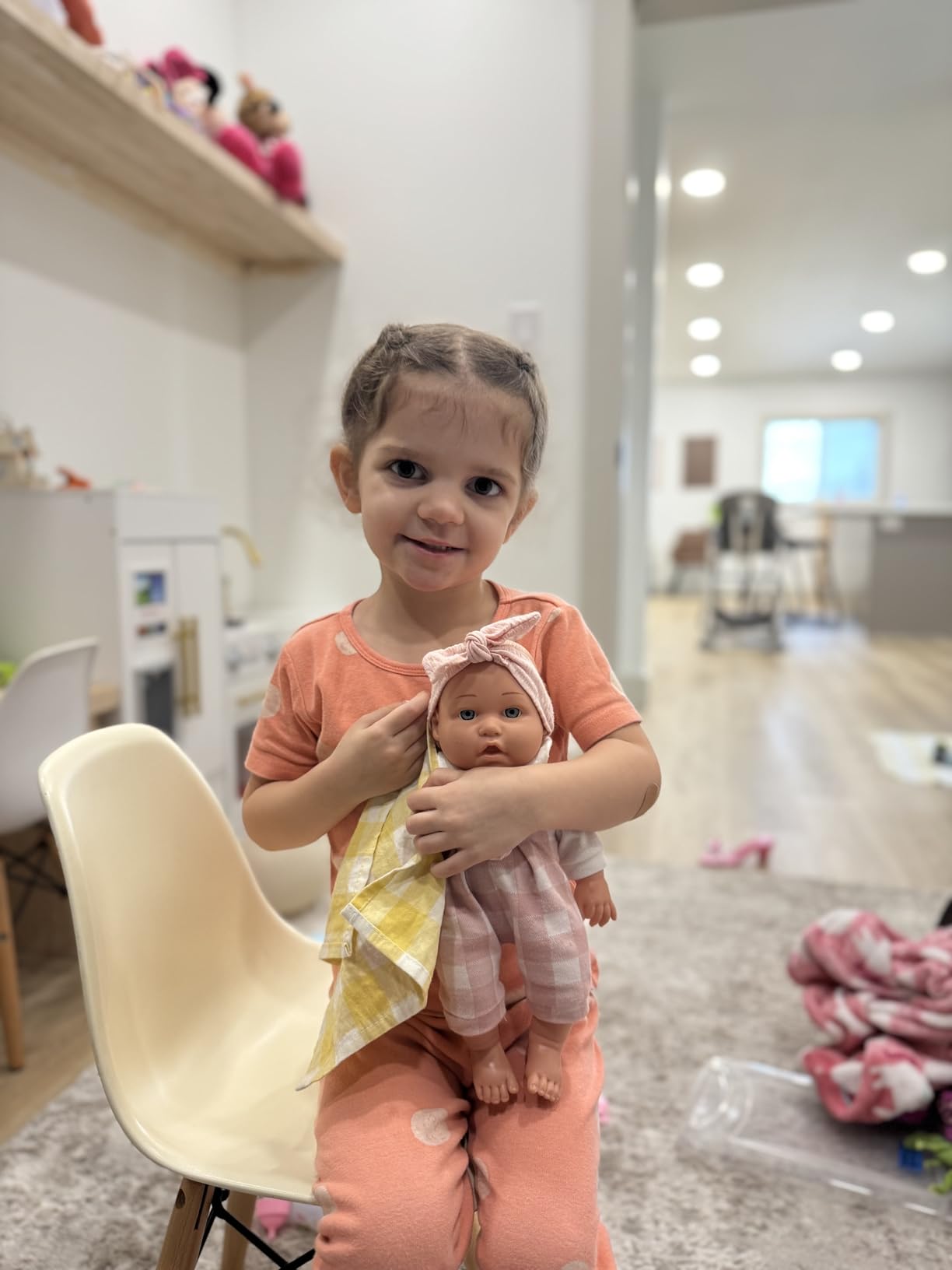 Enjoyin 12'' Baby Doll in Gift Box with Pink Cloths, Pacifier, 13''x13'' Microfabric Blanket, and Feeding Bottle. Gift Idea for Ages 3+ - Customer Photo 1