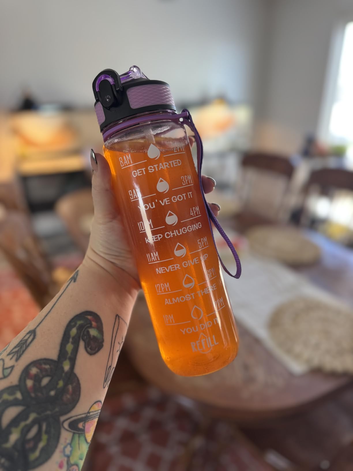 Hyeta 32 oz Water Bottles with Times to Drink and Straw, Motivational Water Bottle with Time Marker, Leakproof, Drinking Sports Water Bottle for Fitness, Gym and Outdoor - Customer Photo 1