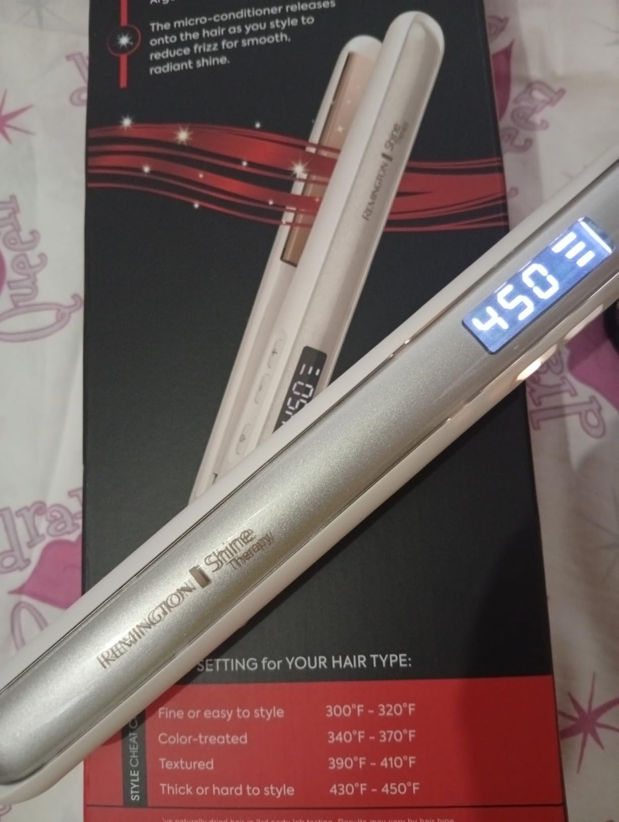 Remington Shine Therapy 2 inch Hair Straightener, Flat Iron Infused with Argan Oil & Keratin, Professional Ceramic Flat Iron for Less Frizz, Shiny & Smooth Hot Styling Tools Customer Review Remington Shine Therapy 2 inch Hair Straightener, Flat Iron Infused with Argan Oil & Keratin, Professional Ceramic Flat Iron for Less Frizz, Shiny & Smooth Hot Styling Tools - Customer Photo 1