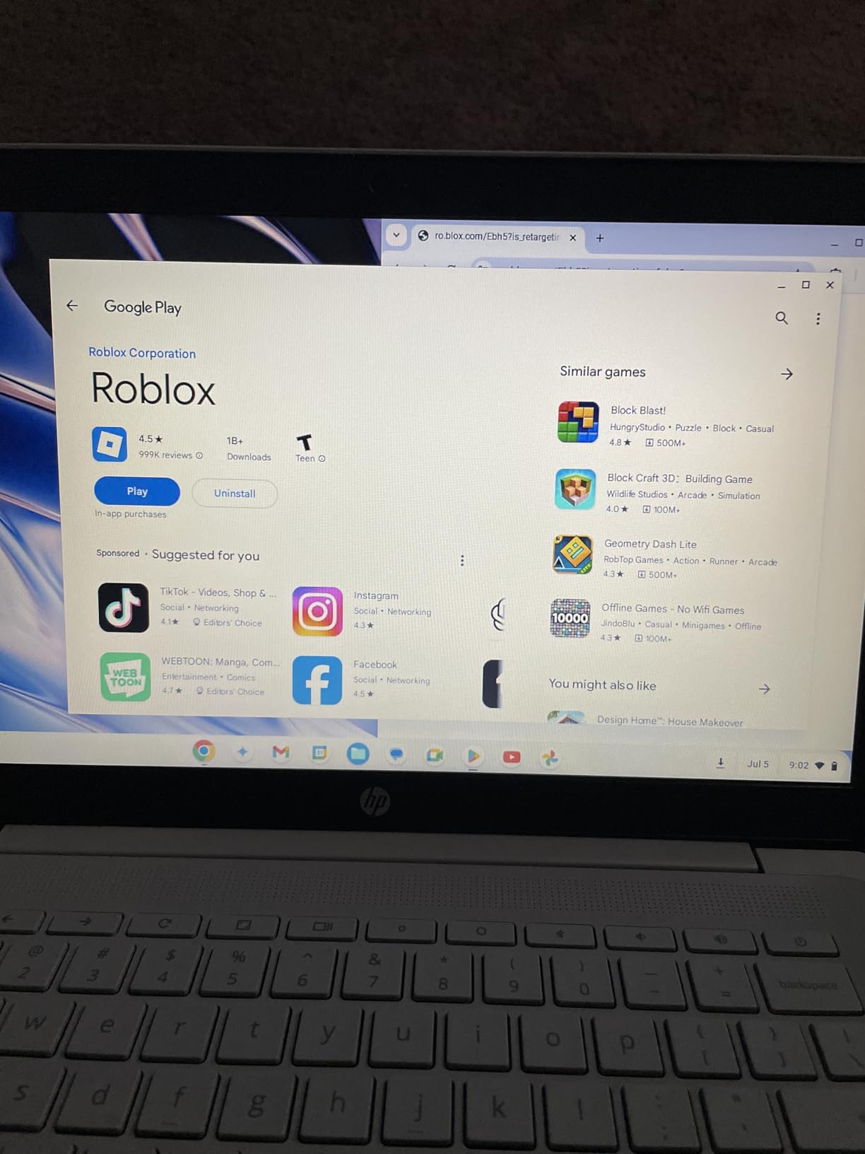 HP Chromebook 14 Laptop, Intel Celeron N4120, 4 GB RAM, 64 GB eMMC, 14