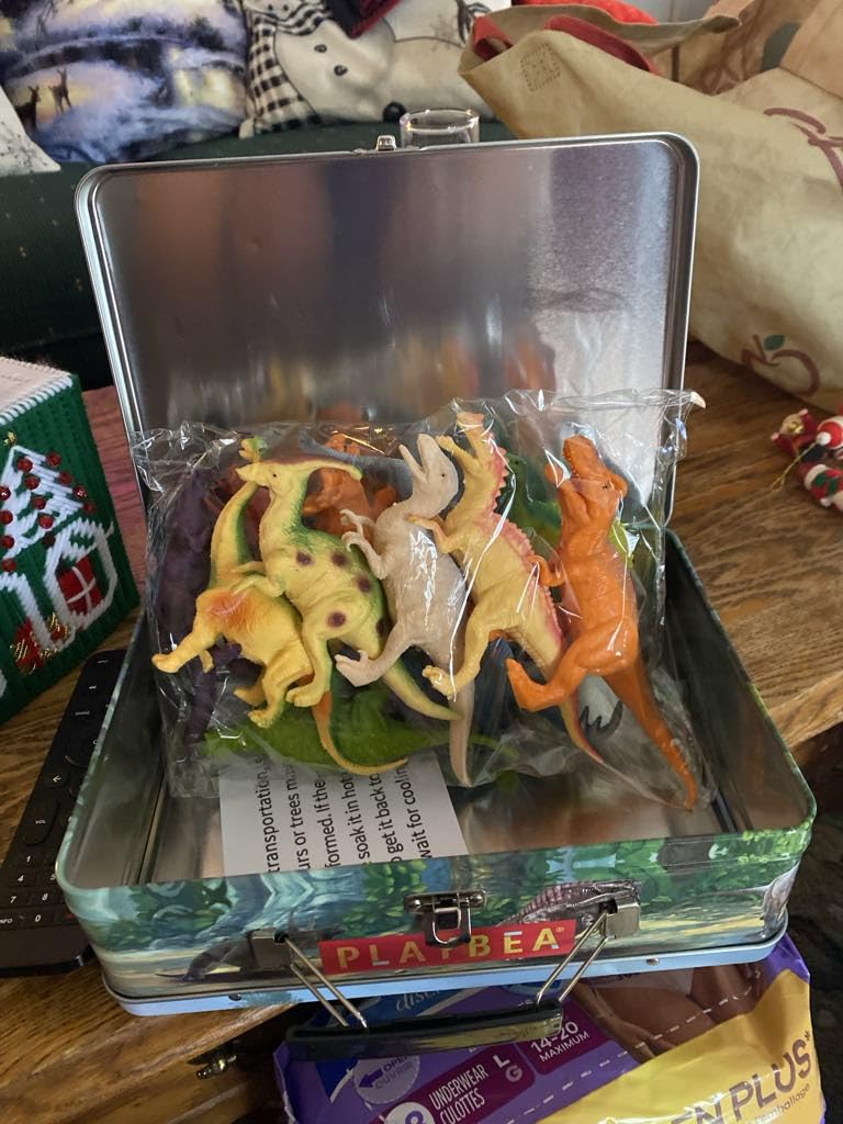 PLAYVIBE Dinosaur Toys - 12 Realistic 7-Inch Models, Multi-Color, Metal Storage Box - Dinosaur Figures & Action Figures for Kids Ages 3-7 - Customer Photo 3