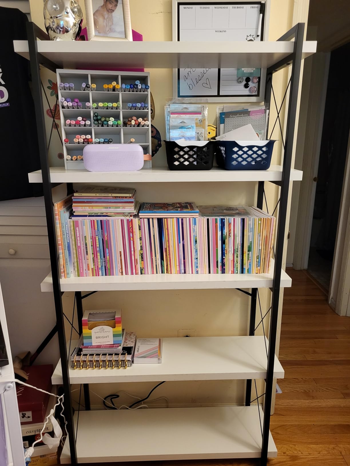 HCHQHS Bookshelf,4-Tier Industrial Bookcase,Rustic Wood and Metal Open Display Book Shelves Home Office,Bedroom Standing Shelf Unit,Horizontal Kitchen Shelf Organizer,Bathroom Storage Rack 47in Customer Review HCHQHS Bookshelf,4-Tier Industrial Bookcase,Rustic Wood and Metal Open Display Book Shelves Home Office,Bedroom Standing Shelf Unit,Horizontal Kitchen Shelf Organizer,Bathroom Storage Rack 47in - Customer Photo 1