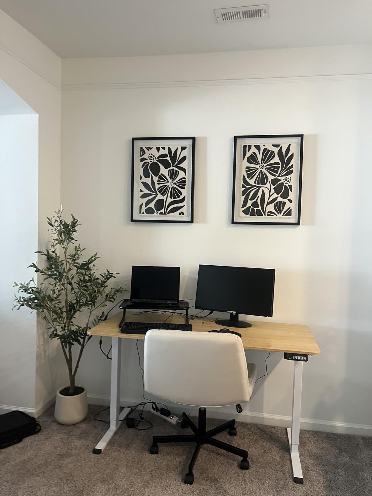 Furmax 55 x 24 Inches Electric Height Adjustable Standing Desk Large Sit Stand Up Desk Home Office Computer Desk Memory Preset with T-Shaped Metal Bracket, Black Customer Review Furmax 55 x 24 Inches Electric Height Adjustable Standing Desk Large Sit Stand Up Desk Home Office Computer Desk Memory Preset with T-Shaped Metal Bracket, Black - Customer Photo 2