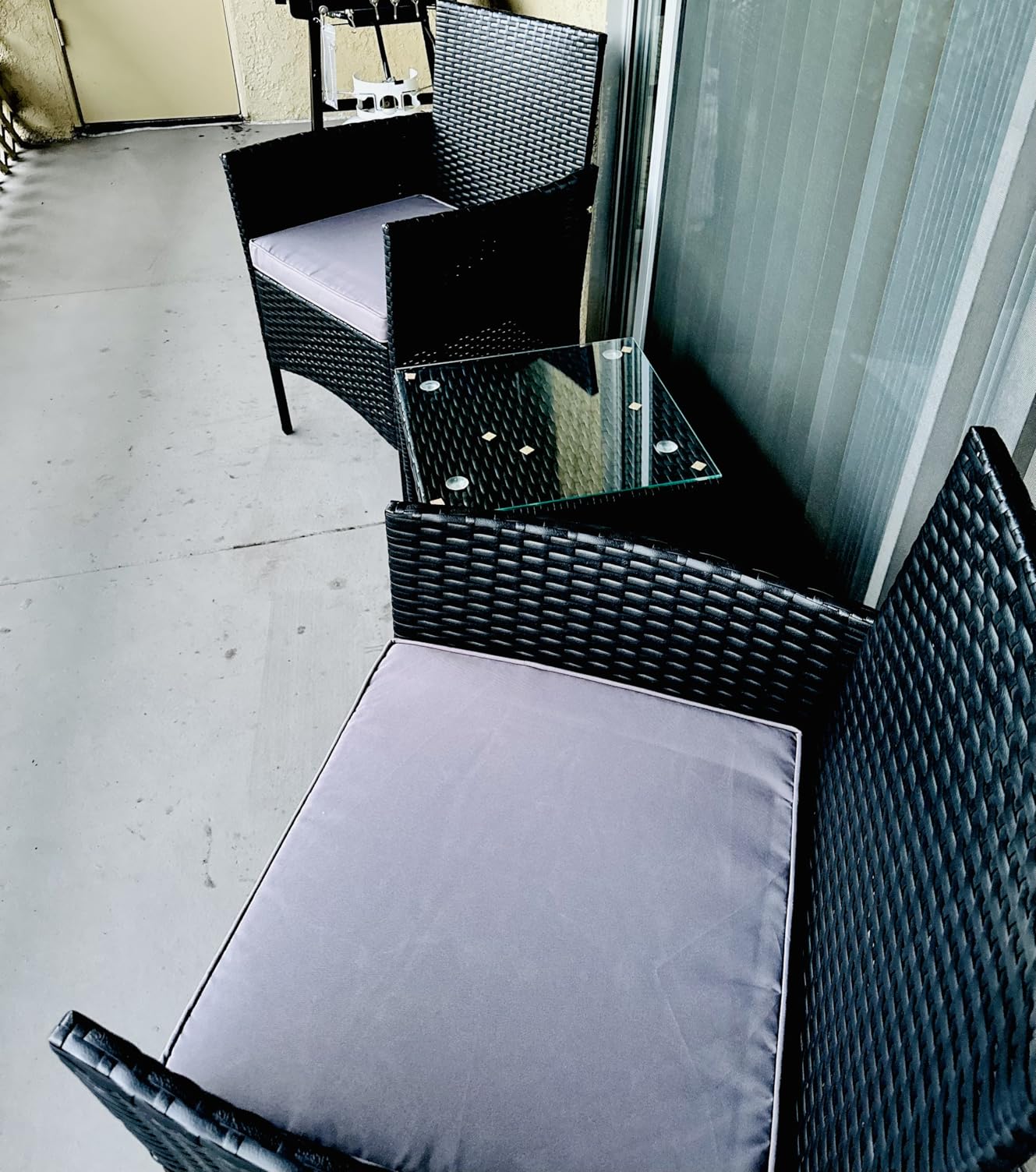 Best Choice Products 3-Piece Outdoor Wicker Conversation Bistro Set, Space Saving Patio Furniture for Garden w/Side Table - Gray/Black - Customer Photo 1