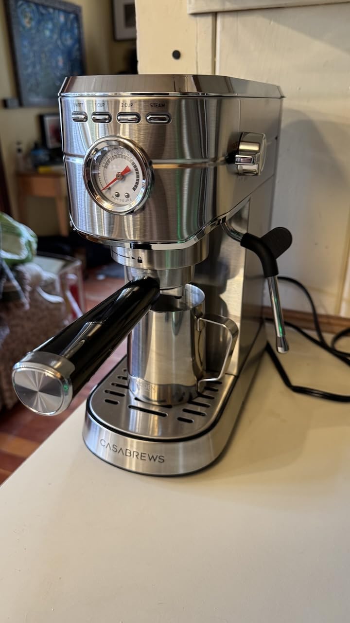 CASABREWS CM5418 Espresso Machine 20 Bar, Compact Espresso Maker with Steam Milk Frother, Stainless Steel Coffee Machine with 34oz Removable Water Tank for Cappuccino, Gift for Women or Men, Silver - Customer Photo 1