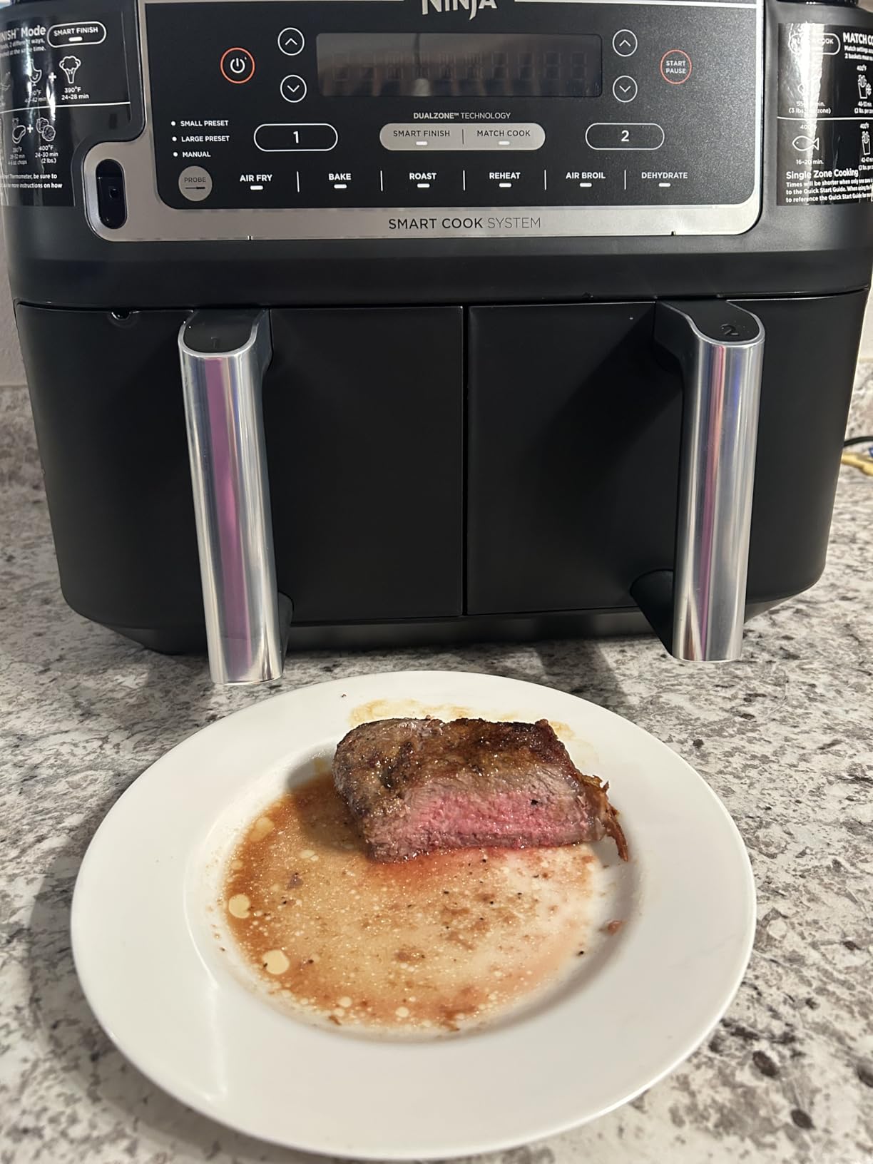 Ninja DZ550 Foodi 10 Quart 6-in-1 DualZone Smart XL Air Fryer with 2 Independent Baskets, Smart Cook Thermometer for Perfect Doneness, Match Cook & Smart Finish to Roast, Dehydrate & More, Grey - Customer Photo 2