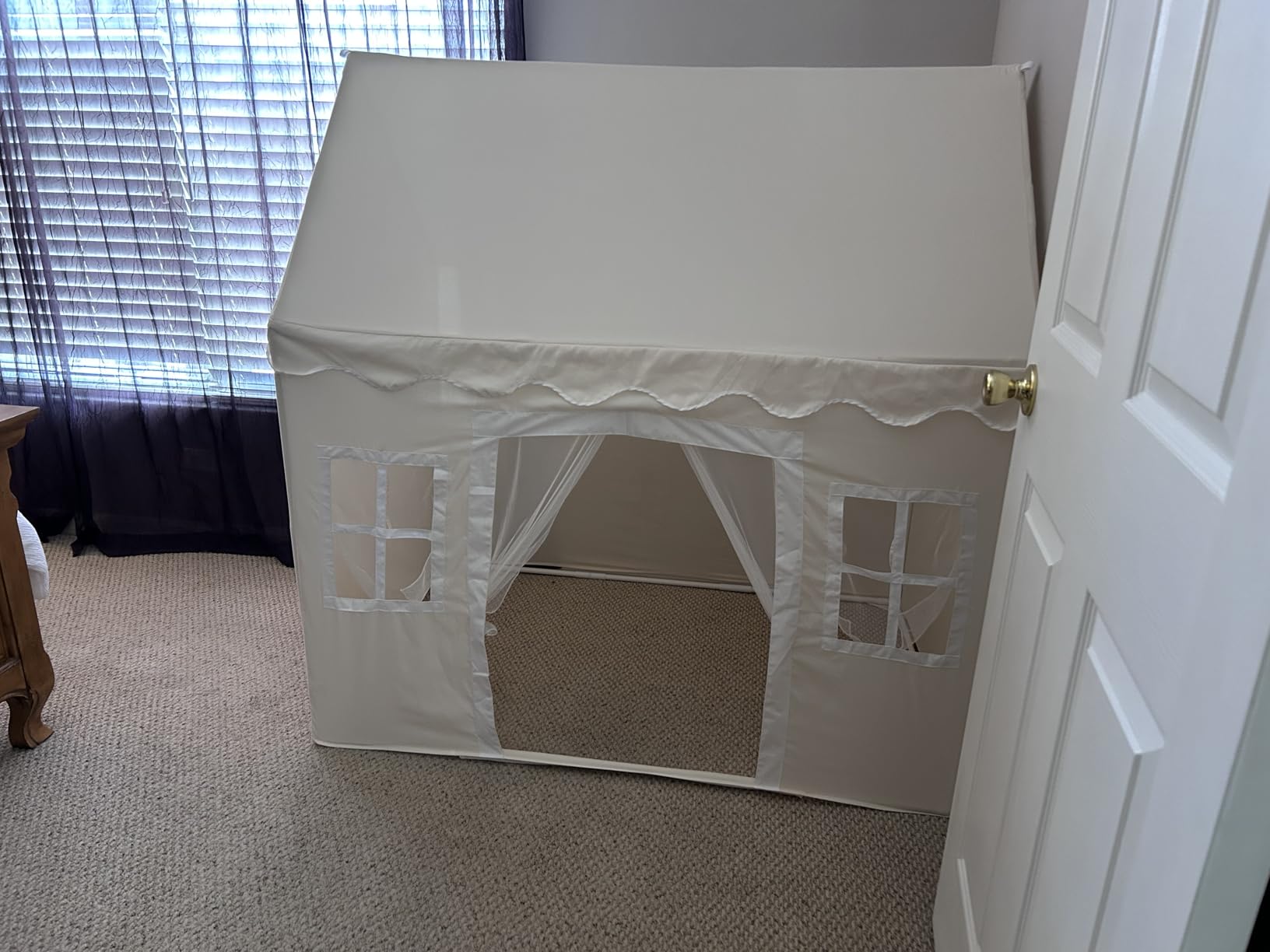 Tiny Land Play Tent with Padded Mat & LED Lights, Kids Tent, Playhouse for Kids, Indoor Bed Tent for Toddler, Toys for 3,4,5,6-Year-Old Girls, Neutral Color Play Room Furniture - Customer Photo 1