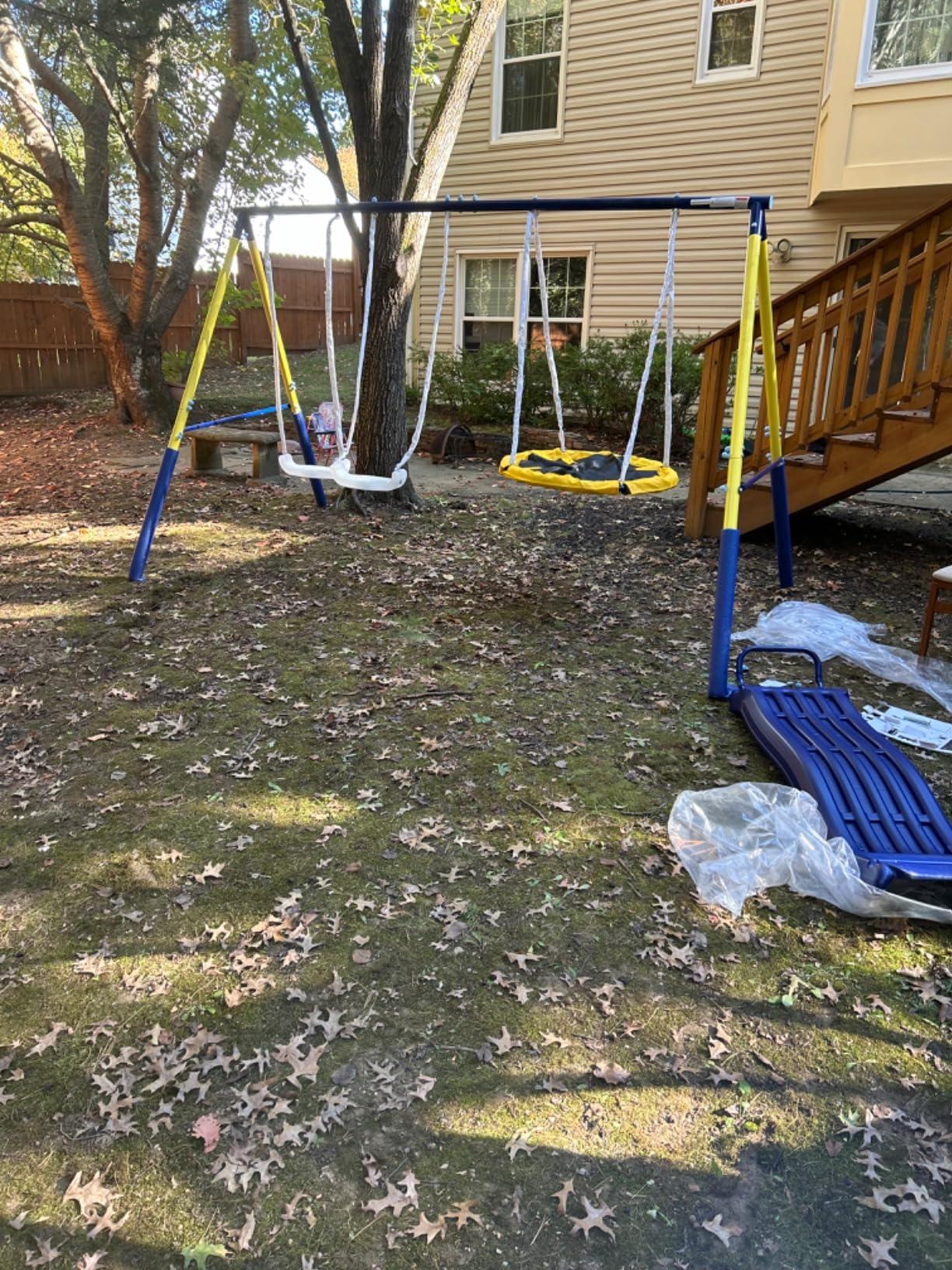 Sportspower Starlight Metal Swing Set with 2 LED Light-Up Swings, Saucer Swing & 5ft Slide – Outdoor Kids Playset with Sturdy Frame and Safety Features - Customer Photo 1