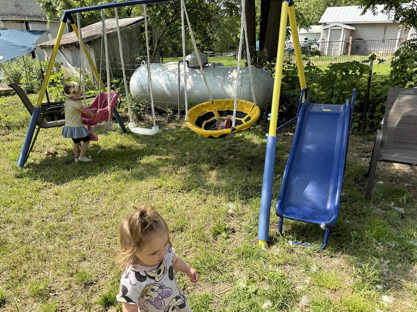 Sportspower Starlight Metal Swing Set with 2 LED Light-Up Swings, Saucer Swing & 5ft Slide – Outdoor Kids Playset with Sturdy Frame and Safety Features - Customer Photo 3