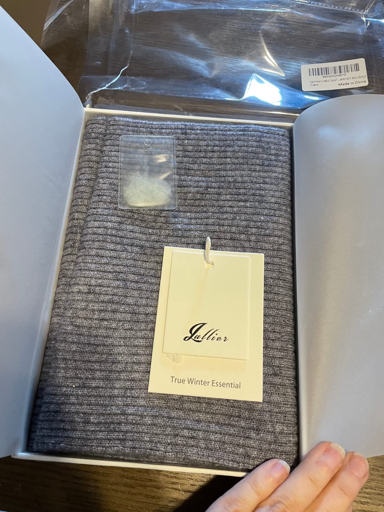 Lallier Cashmere Wool Scarf, Ultra Soft Classic Ribbed Solid Color Winter Scarf for Men and Women with Gift Box - Customer Photo 2