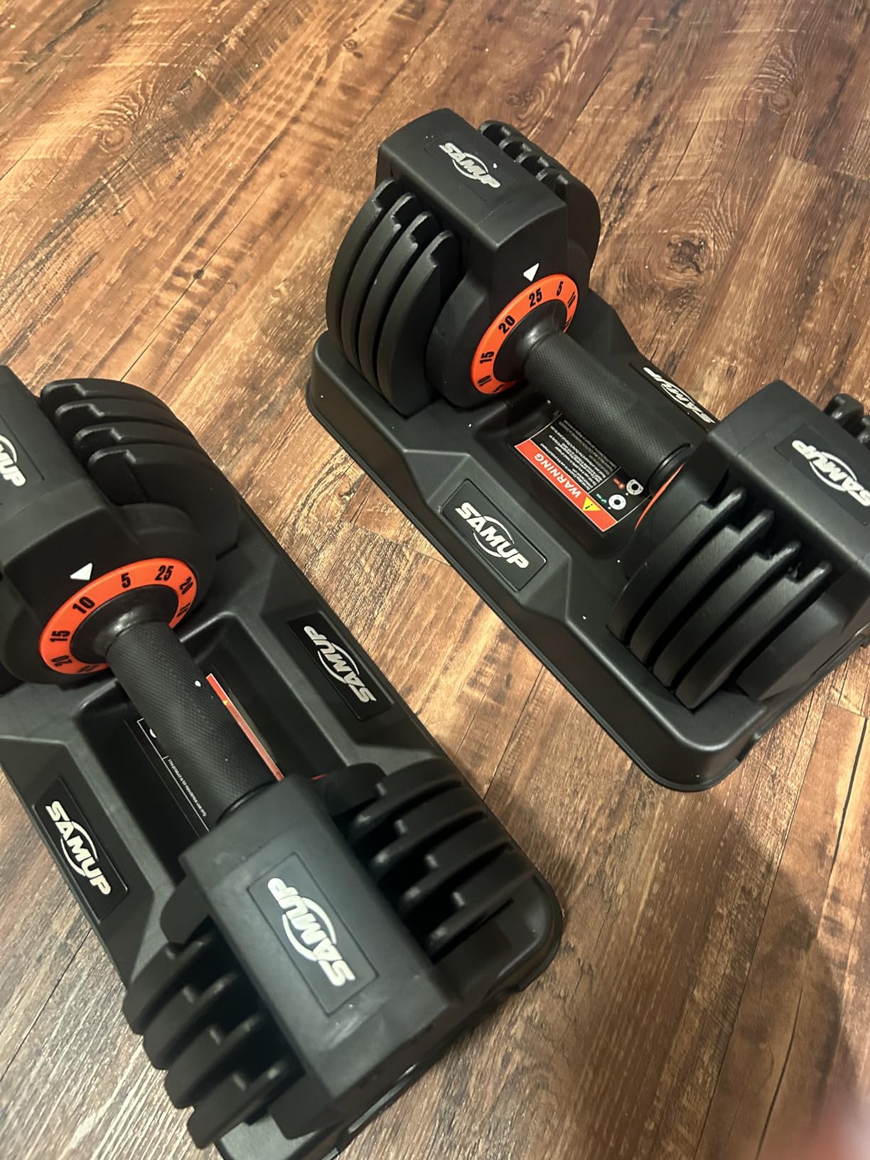 25/55 lbs Pair Adjustable Dumbbells Set, Adjustable Weights Dumbbells Set for Men and Women with Anti-Slip Fast Adjust Weight by Turning Handle,Black Dumbbell with Tray Customer Review 25/55 lbs Pair Adjustable Dumbbells Set, Adjustable Weights Dumbbells Set for Men and Women with Anti-Slip Fast Adjust Weight by Turning Handle,Black Dumbbell with Tray - Customer Photo 2