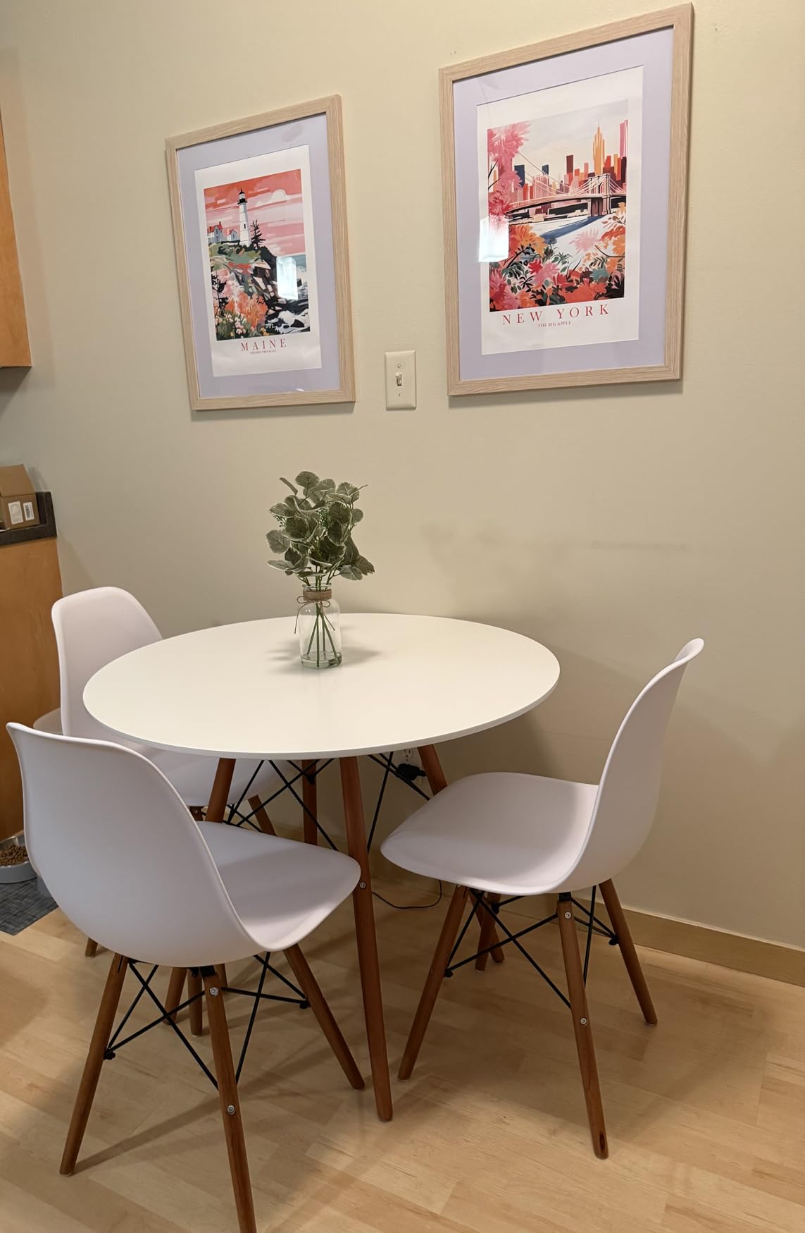 Best Choice Products 5-Piece Dining Set, Compact Mid-Century Modern Table & Chair Set for Home, Apartment w/ 4 Chairs, Plastic Seats, Wooden Legs, Metal Frame - Black/Oak - Customer Photo 3