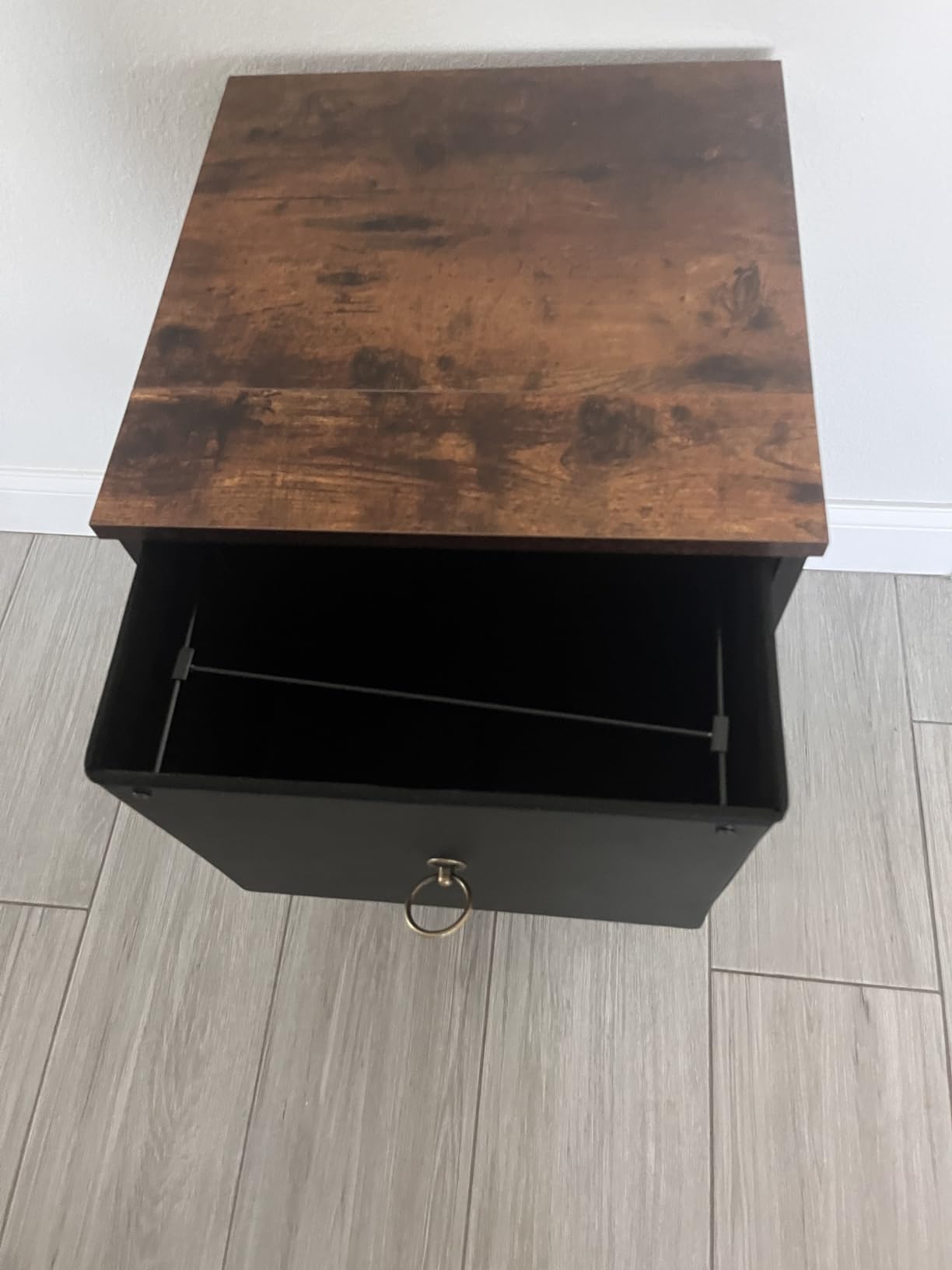 HOOBRO 2 Drawer Mobile File Cabinet, Rolling Printer Stand, Vertical Filing Cabinet, Office Drawers, Filing Cart for Home Office, A4/Letter Size, Nonwovens Drawer, Black and Rustic Brown BFK20WJ01 - Customer Photo 2