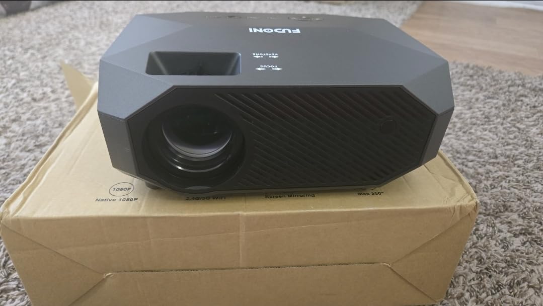 FUDONI Projector with WiFi and Bluetooth, Outdoor Portable 4K Support Projector HD 1080P Max 300 FUDONI Projector with WiFi and Bluetooth, Outdoor Portable 4K Support Projector HD 1080P Max 300