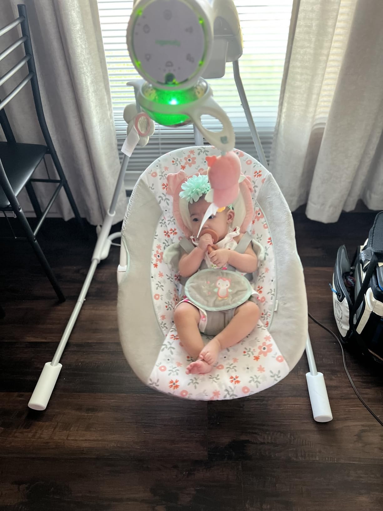 Ingenuity InLighten 5-Speed Baby Swing - Swivel Infant Seat, 5 Point Safety Harness, Nature Sounds, Lights - Van Elephant customer photo 2