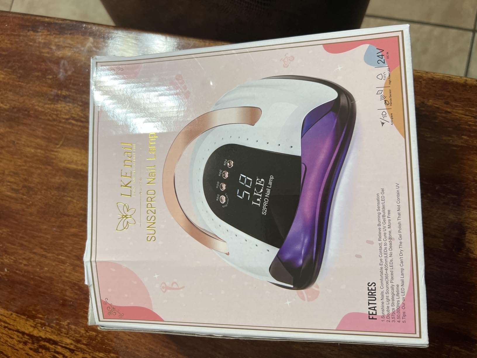 268W UV LED Nail Lamp, LKE Nail Dryer for Gel Polish, 4 Timers UV Nail Lamp Professional Nail Light, 57Pcs Lamp Beads and Automatic Sensor(White) - Customer Photo 2