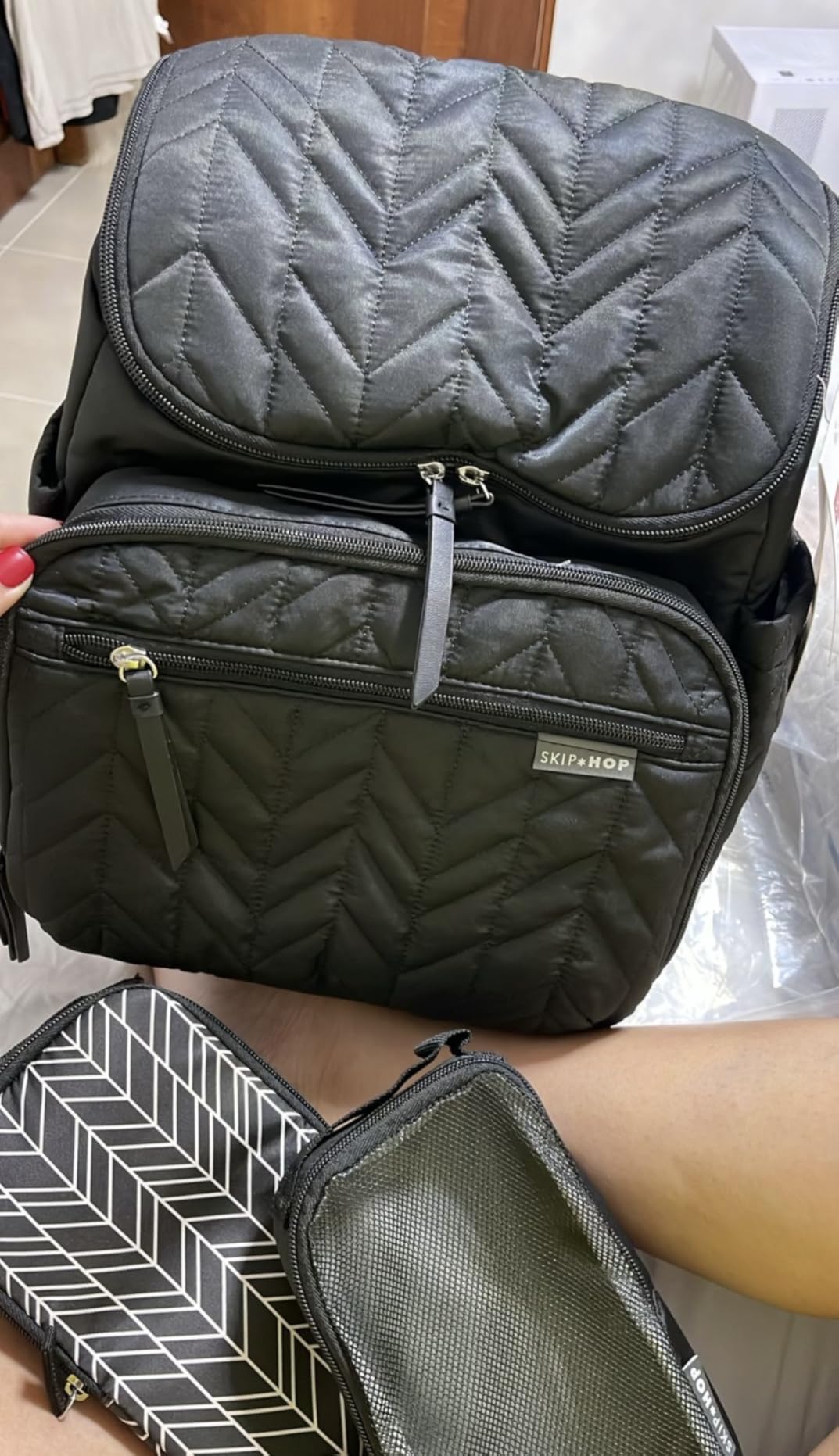 Skip Hop Diaper Bag Backpack: Forma, Multi-Function Baby Travel Bag with Changing Pad & Stroller Attachment, Sage - Customer Photo 1