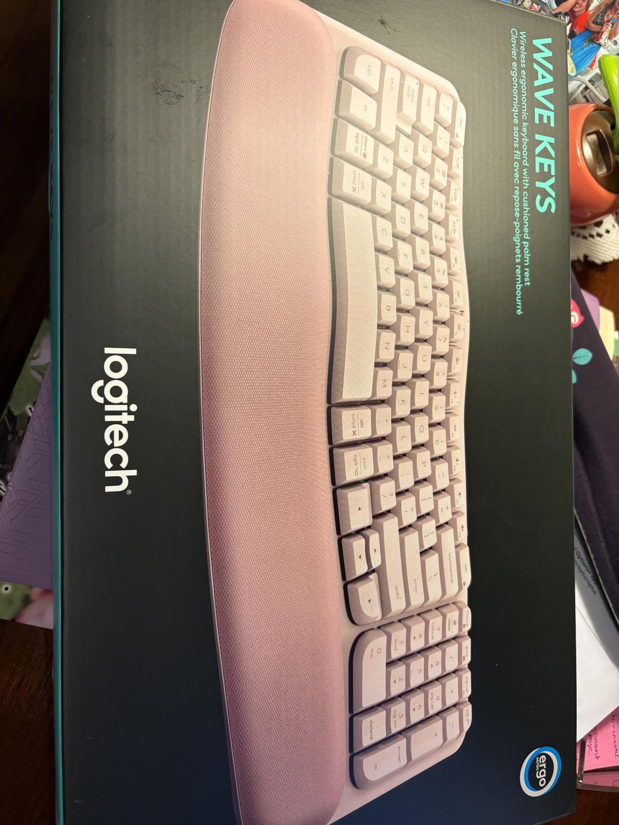 Logitech Wave Keys Wireless Ergonomic Keyboard with Cushioned Palm Rest, Comfortable Natural Typing, Easy-Switch, Bluetooth, Logi Bolt Receiver, for Multi-OS, Windows/Mac - Graphite - Customer Photo 2