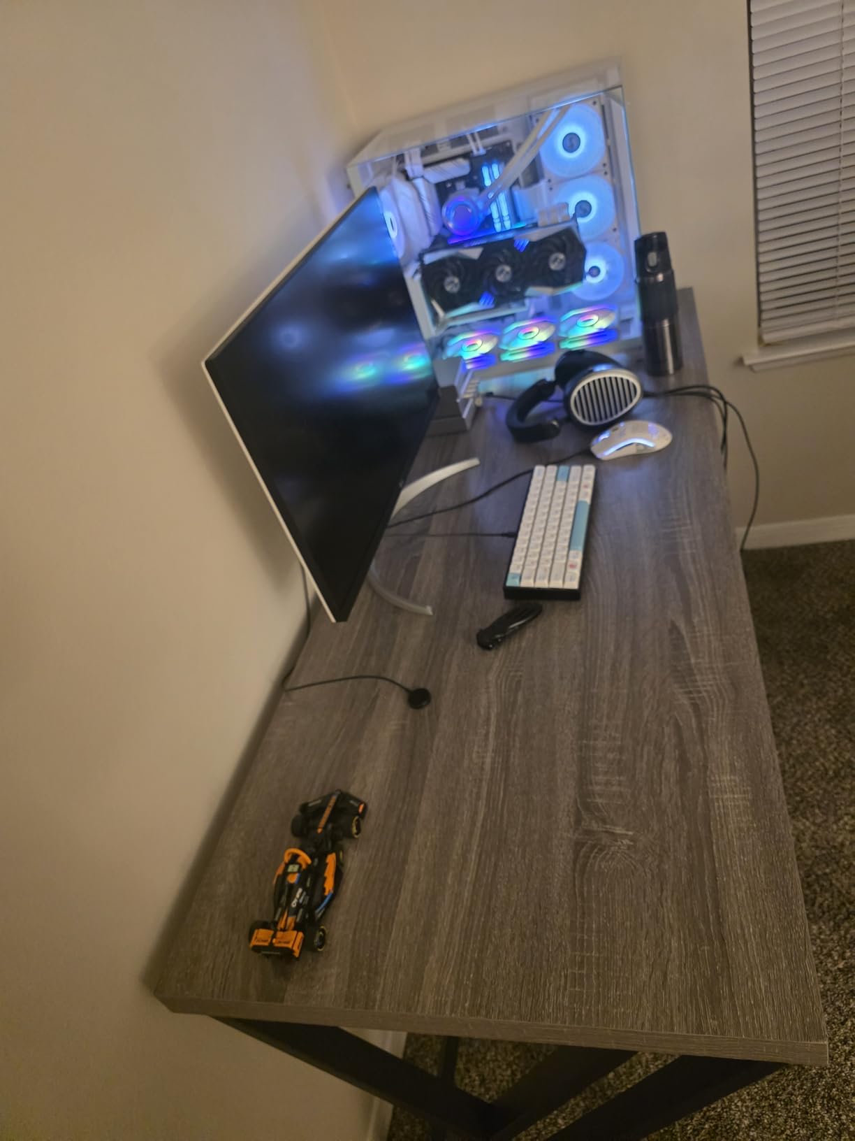 LVB Black Computer Desk, Modern Gaming PC Writing Desk for Home Office, Metal Computer Study Work Table for Bedroom, Industrial Executive Student Simple Workstation Desk, 55 in, Black Oak - Customer Photo 2