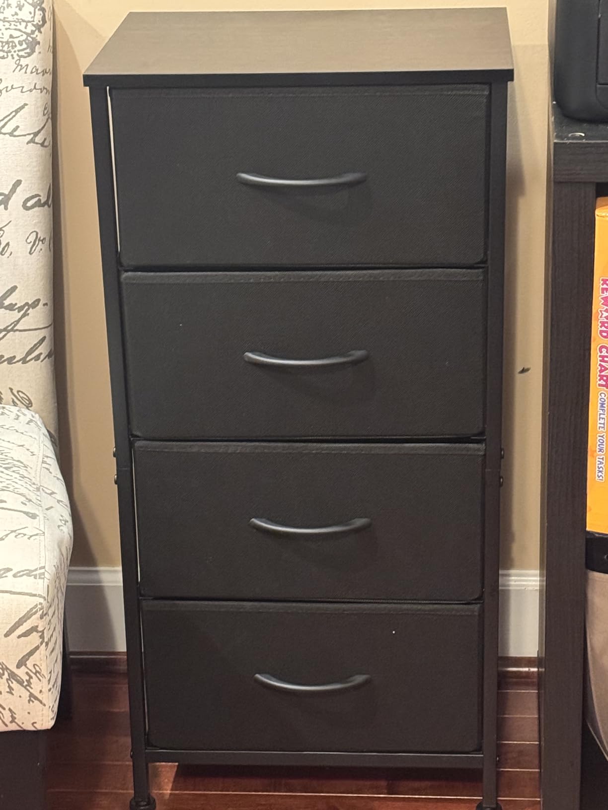 ODK Dresser for Bedroom with 4 Storage Drawers, Small Dresser Chest of Fabric Drawers with Sturdy Steel Frame, Wood Top, Black - Customer Photo 1