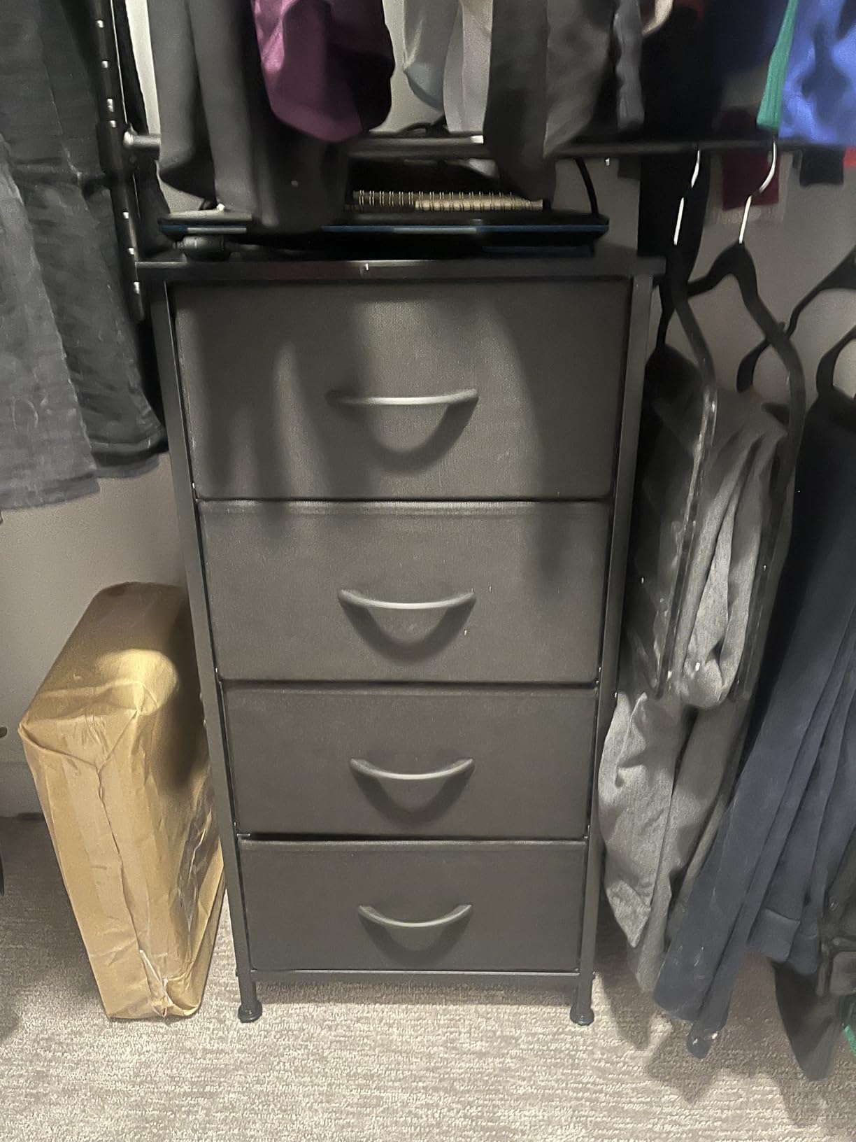 ODK Dresser for Bedroom with 4 Storage Drawers, Small Dresser Chest of Fabric Drawers with Sturdy Steel Frame, Wood Top, Black - Customer Photo 2