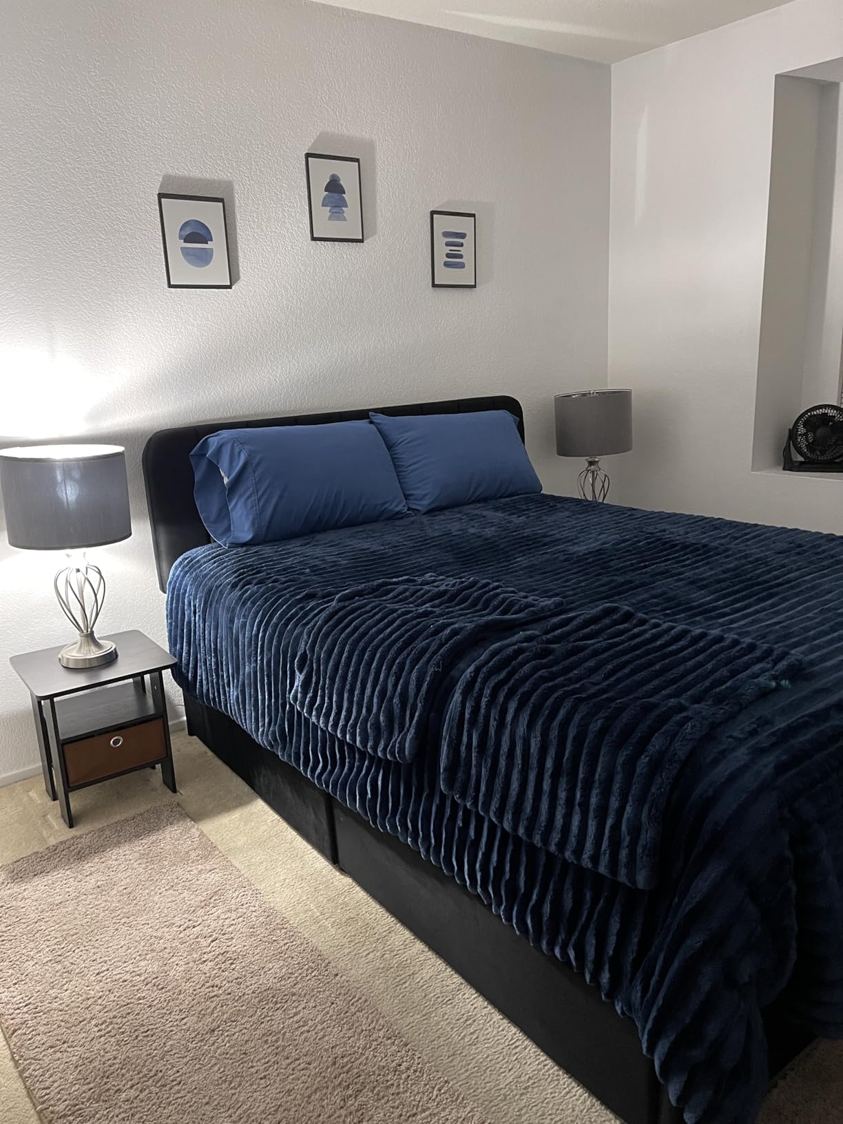 HAUS AND HUES Geometric Wall Art Prints Set of 4 – Modern Abstract Art Posters, Contemporary Wall Decor, Blue Aesthetic Artwork for Dorm or Home (Unframed, 11x14) - Customer Photo 4