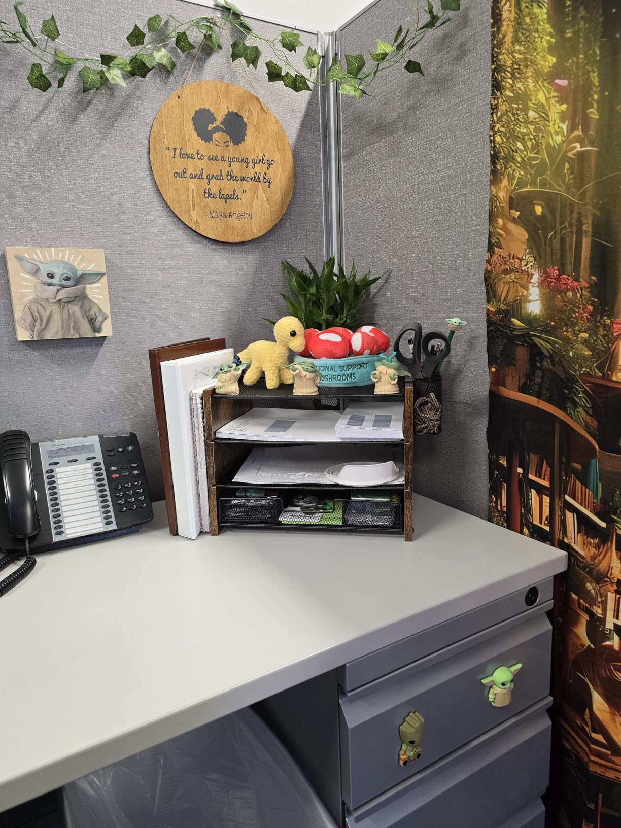 Desk Organizer and Accessories, 4-Tier Desktop File Organizer with Drawer and 2 Pen Holders, Office Desk Accessories, File Sorters, Workspace Organizers for Office Supplies(Black) - Customer Photo 3