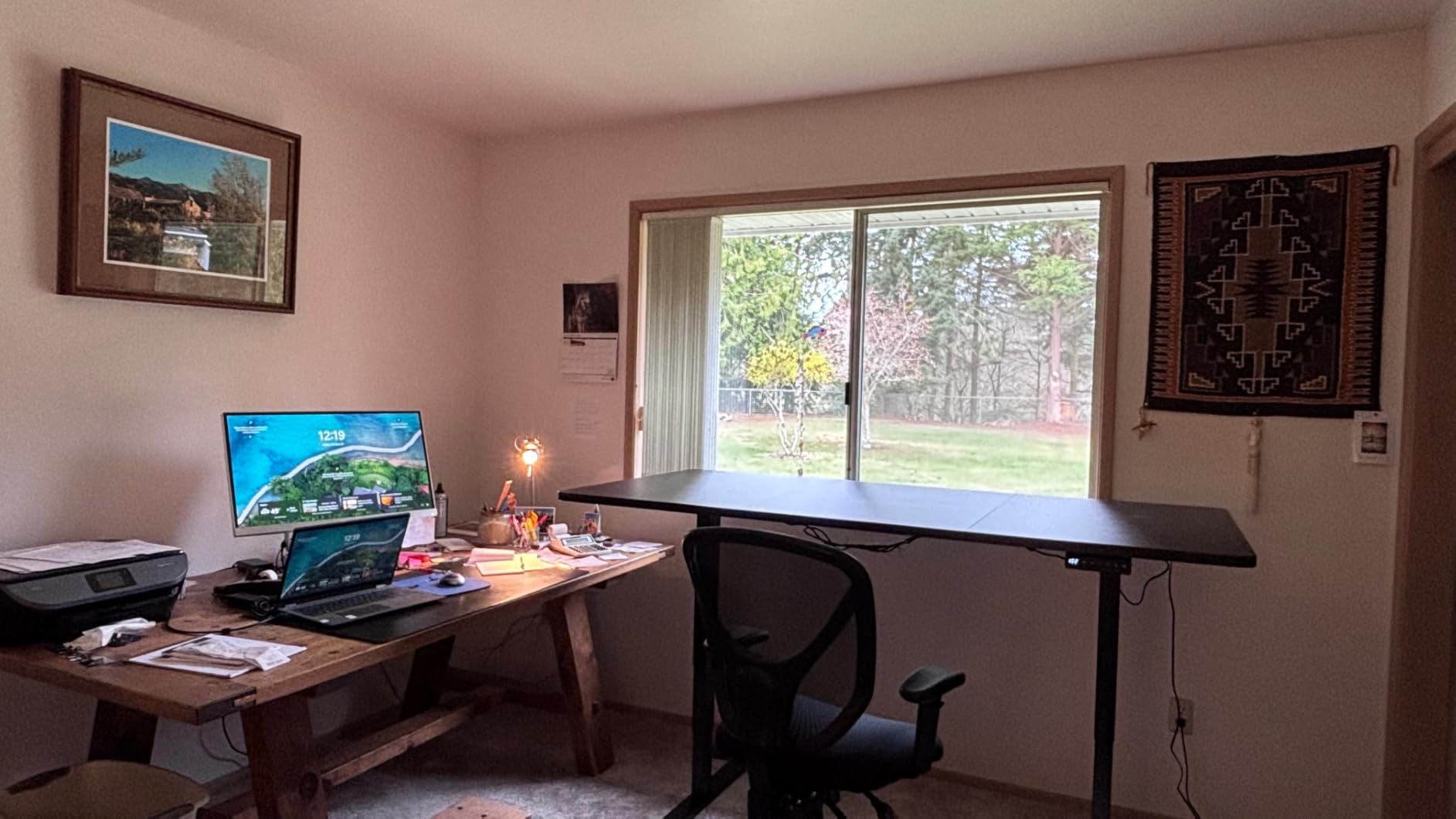 VIVO Electric 71 x 36 in Dual Motor Rustic Sit Stand Desk, Memory Height Adjustment, 2B Series, Vintage Brown Top Black Frame, DESK-KIT-2B7N-36 - Customer Photo 1