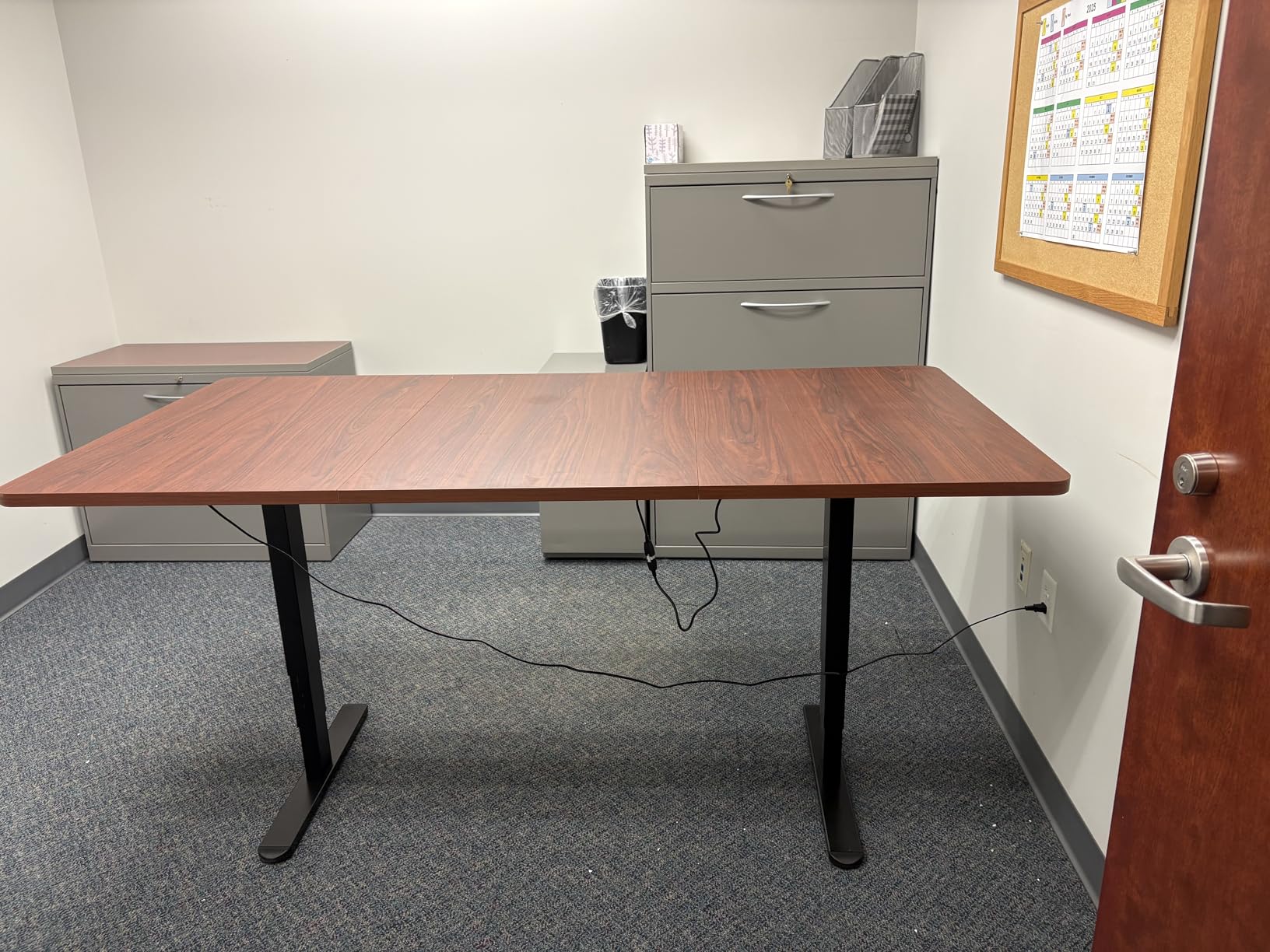 VIVO Electric 71 x 36 in Dual Motor Rustic Sit Stand Desk, Memory Height Adjustment, 2B Series, Vintage Brown Top Black Frame, DESK-KIT-2B7N-36 - Customer Photo 2