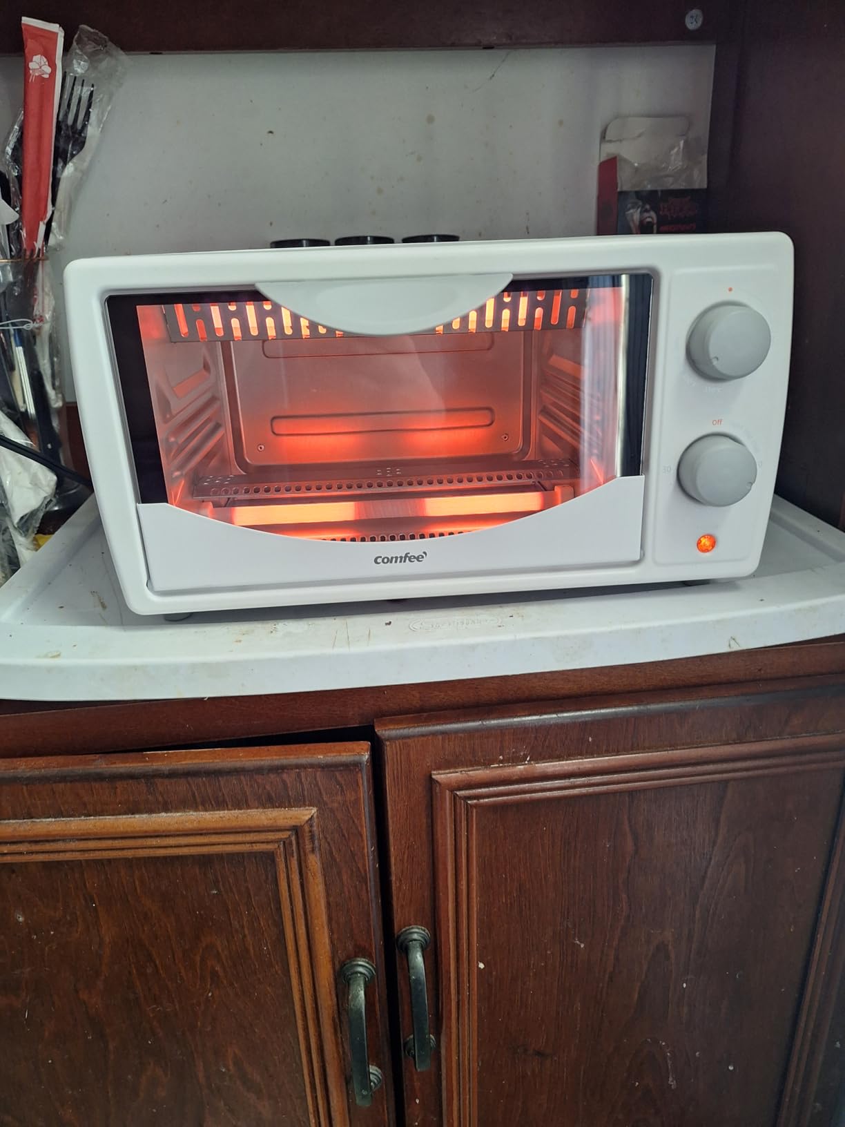 COMFEE' Toaster Oven Countertop, Small Toaster Ovens Combo 4 slice, Mini Oven for 9