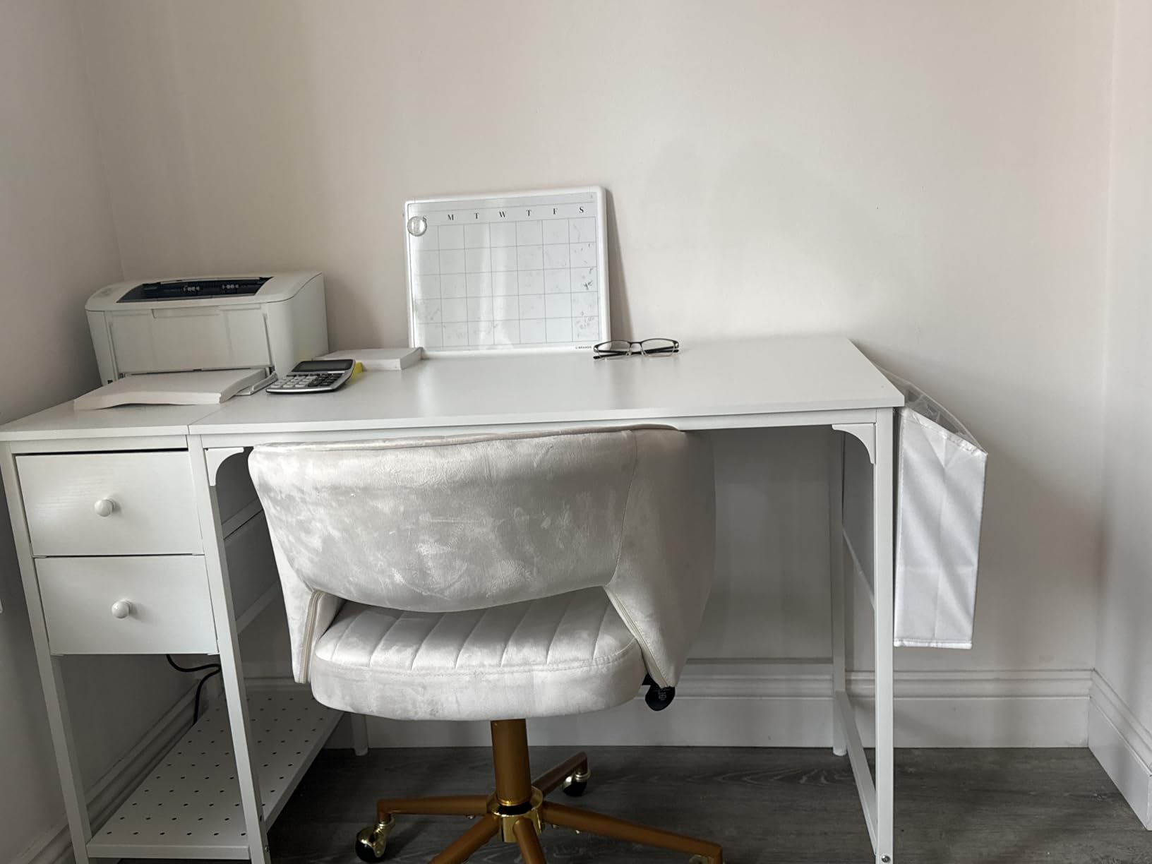 Lufeiya Computer Desk with Drawers - 40 Inch Work Reversible Small Desk for Bedroom Home Office, Simple Study Writing Table PC Desks with Drawer Storage Shelves, Rustic Brown - Customer Photo 2