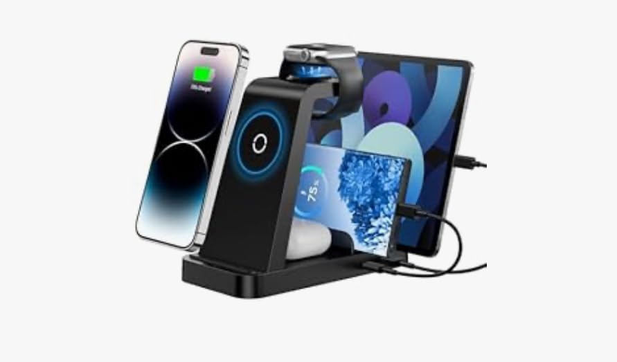 Wireless Charger for iPhone - 5 in 1 Charging Station for Multiple Devices Apple: Fast Wireless Charging Stand Dock for iPhone 17 16e 16 15 14 13 12 Pro Max Apple Watch Airpods - Customer Photo 2