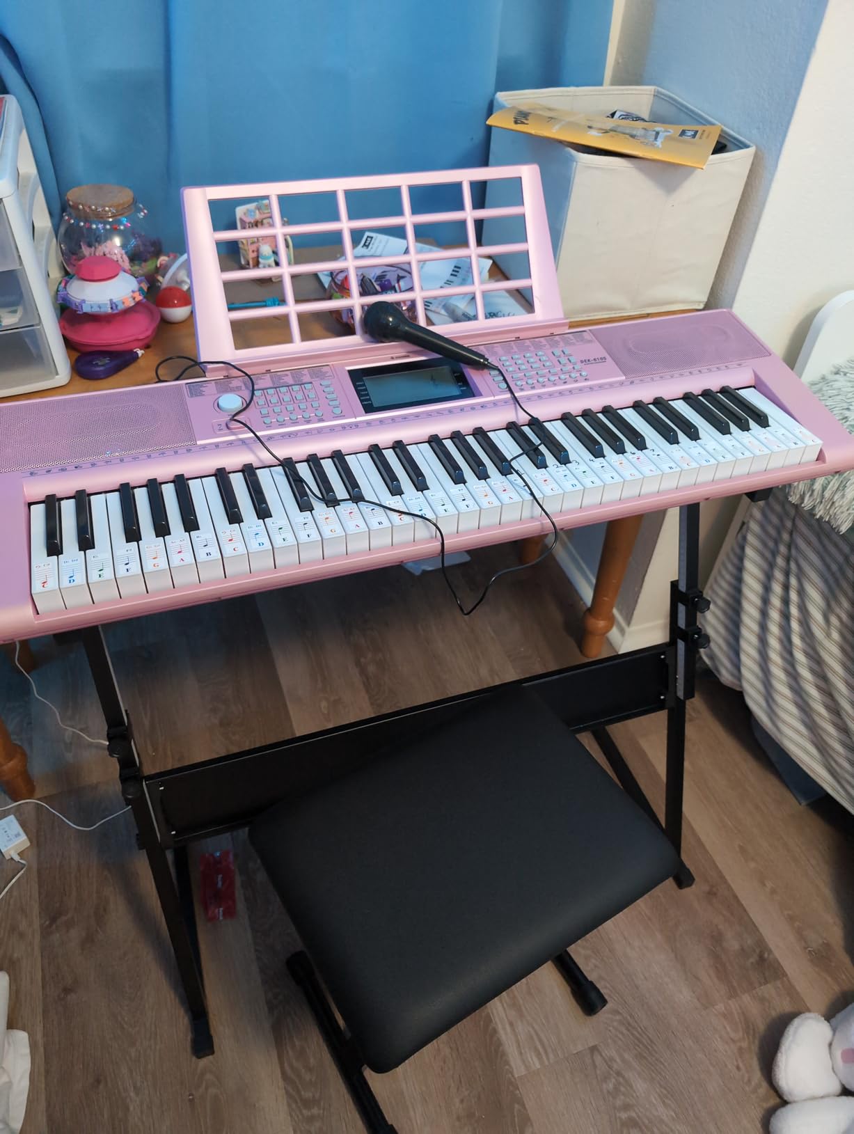 Donner 61 Key Keyboard Piano, Electric Piano Keyboard Kit with 249 Voices, 249 Rhythms - Includes Piano Stand, Stool, Microphone, Gift for Beginners, Black (DEK-610S) - Customer Photo 1