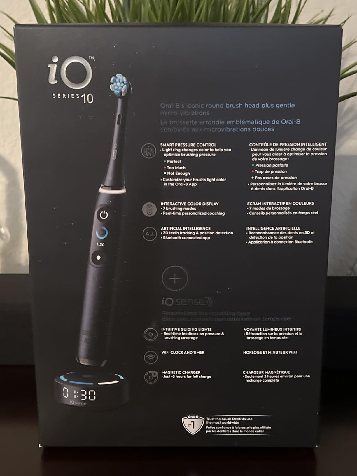 Oral-B iO Series 10 Rechargeable Electric Toothbrush with Visible Pressure Sensor to Protect Gums, 2 Min Timer, 7 Cleaning Settings, 4 Replacement Toothbrush Heads, and Charging Travel Case, White - Customer Photo 2