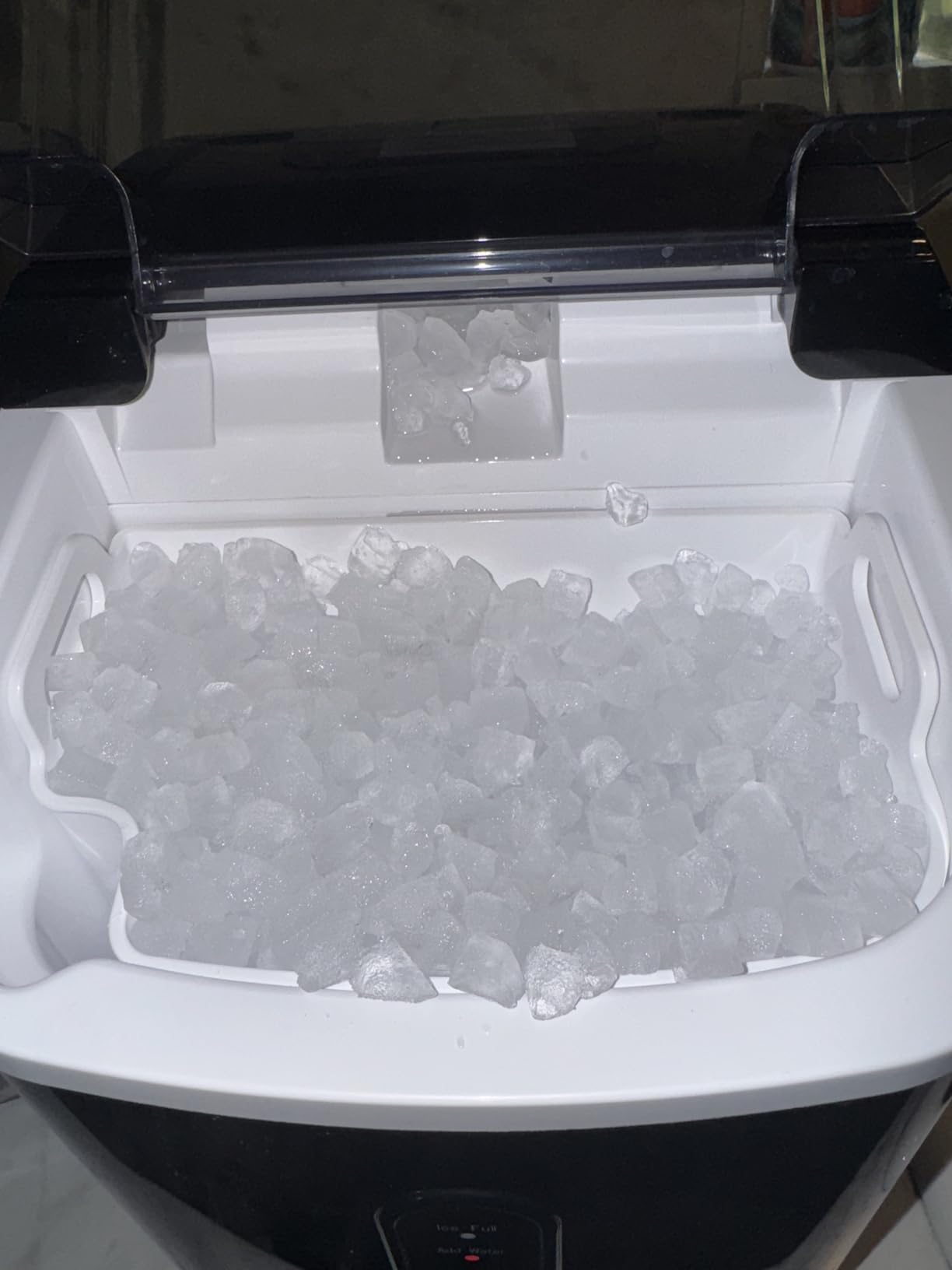 EUHOMY Nugget Ice Maker Countertop with Handle, Ready in 6 Mins, 34lbs Per Day, Removable Top Cover, Auto-Cleaning, Portable Sonic Ice Maker with Basket and Scoop, for Home/Party/RV/Camping (Black) - Customer Photo 1