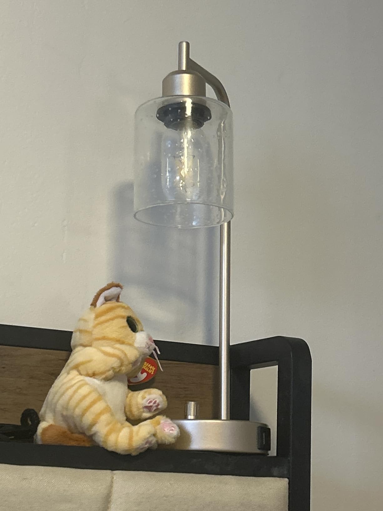 Industrial Table Lamps for Bedrooms Set of 2 - Fully Dimmable Bedside Lamps with USB A and C Ports and Outlet, Black Nightstand Lamps with Glass Shade for Living Room, Desk Lamps for Office Reading - Customer Photo 4