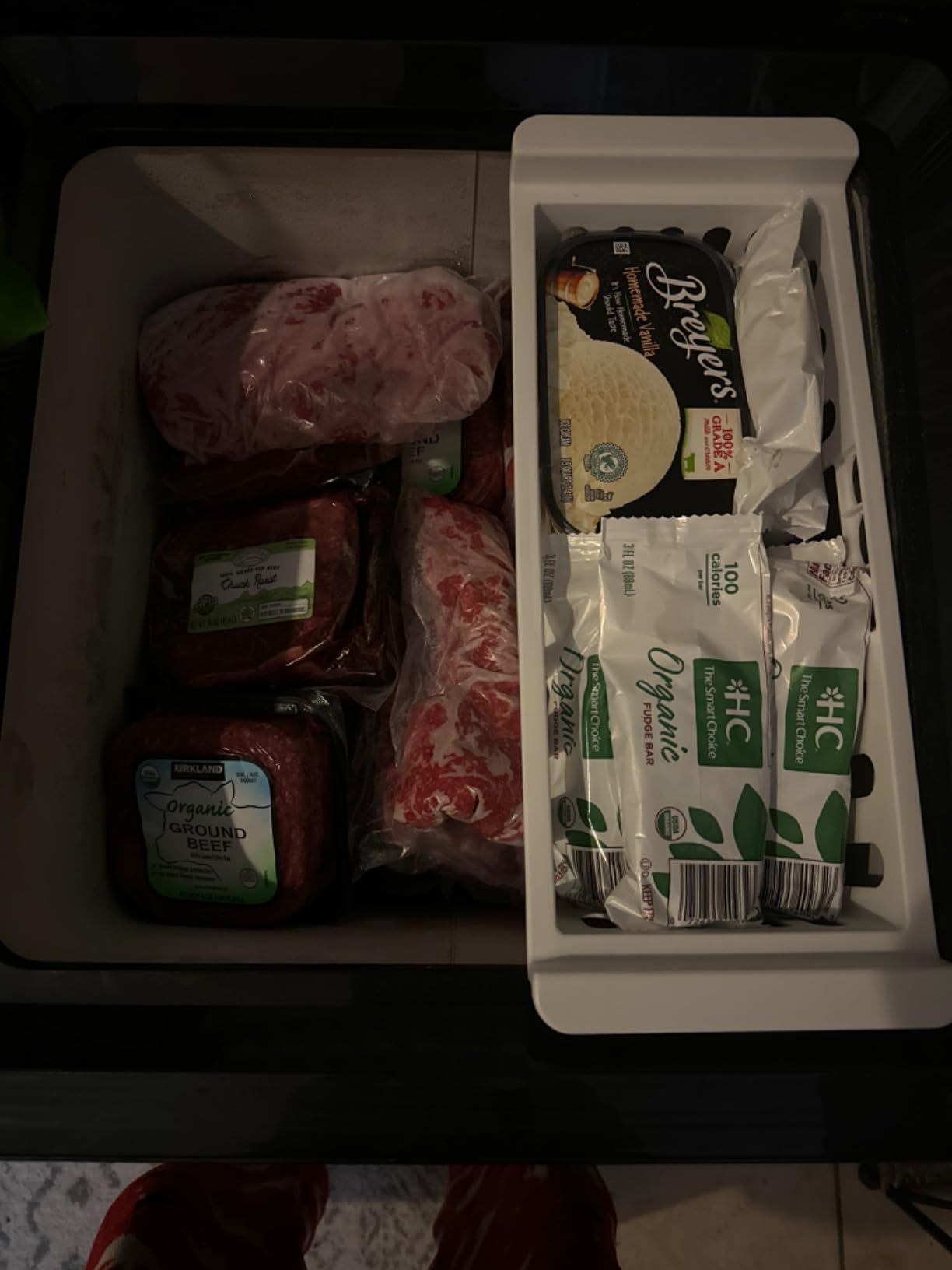 EUHOMY 3.5 Cu.Ft Chest Freezer with Removable Basket, Small Deep Freezer Adjustable 7 Thermostat, Quiet Mini Freezer Free-Standing Top Door, Energy Saving for Apartment/Garage/Basement/Dorm/Home,Black - Customer Photo 1