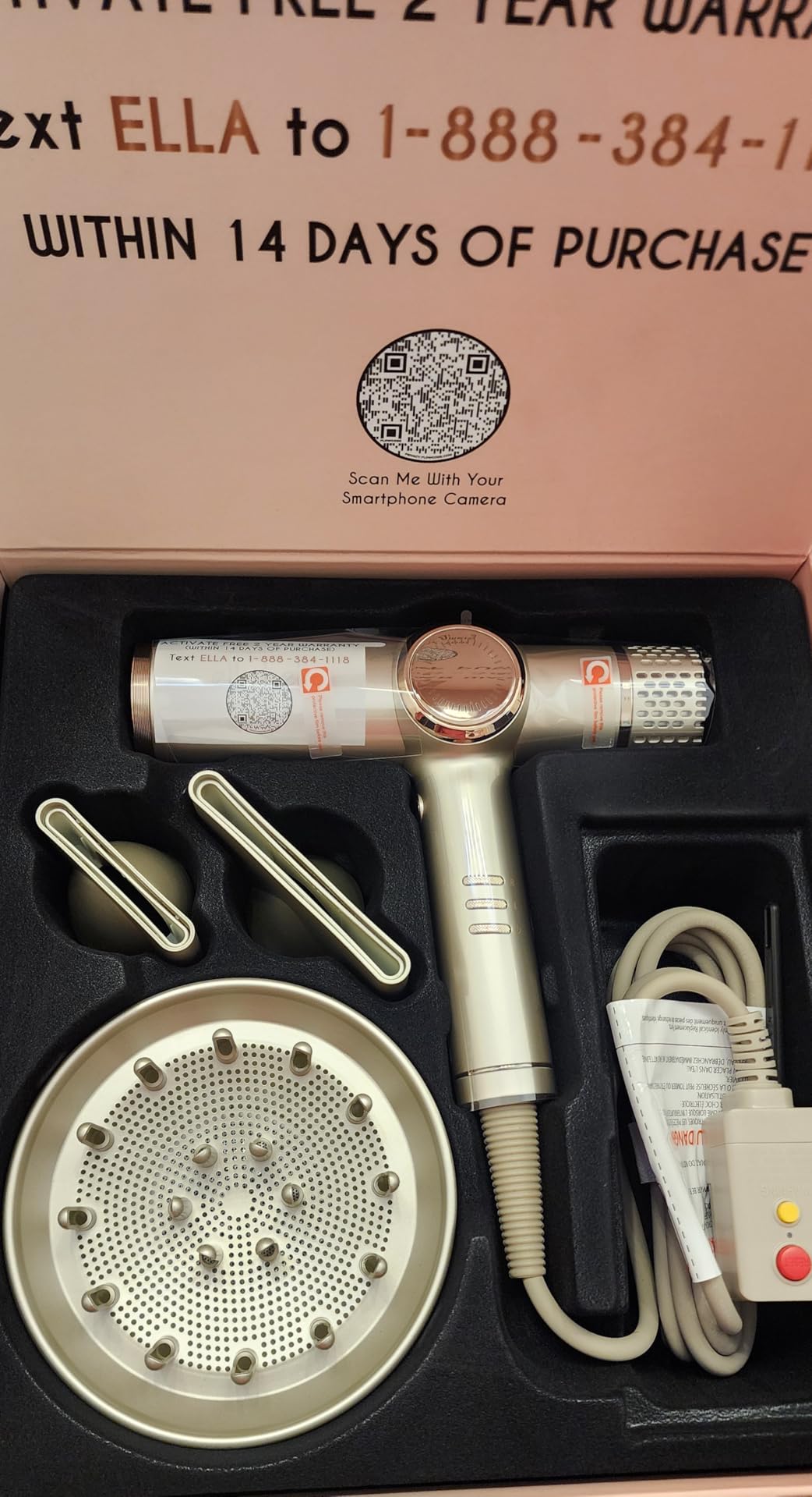 ELLA BELLA® Professional Ionic Hair Dryer with Diffuser • Negative Ion Blow Dryer • Suitable All Hair Types • Intelligent Heat Control & Rapid Drying Speeds • Lightweight Design • Low Noise Technology - Customer Photo 3