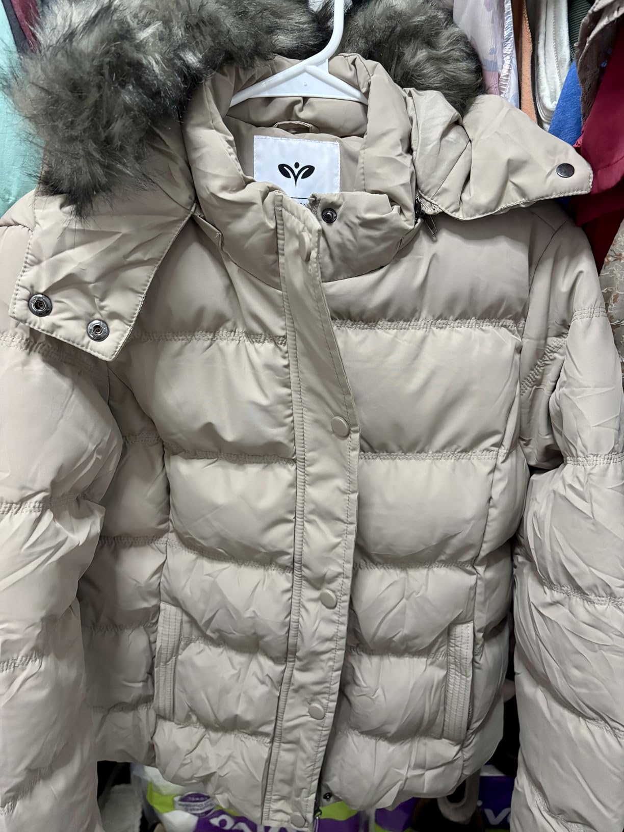 Women's Hooded Warm Winter Coat Quilted Thicken Puffer Jacket with Removable Fur Hood - Customer Photo 1
