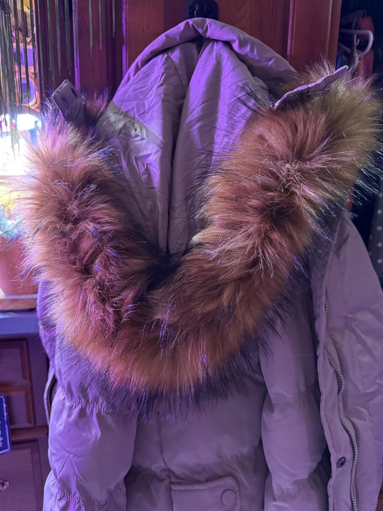 Women's Hooded Warm Winter Coat Quilted Thicken Puffer Jacket with Removable Fur Hood - Customer Photo 2