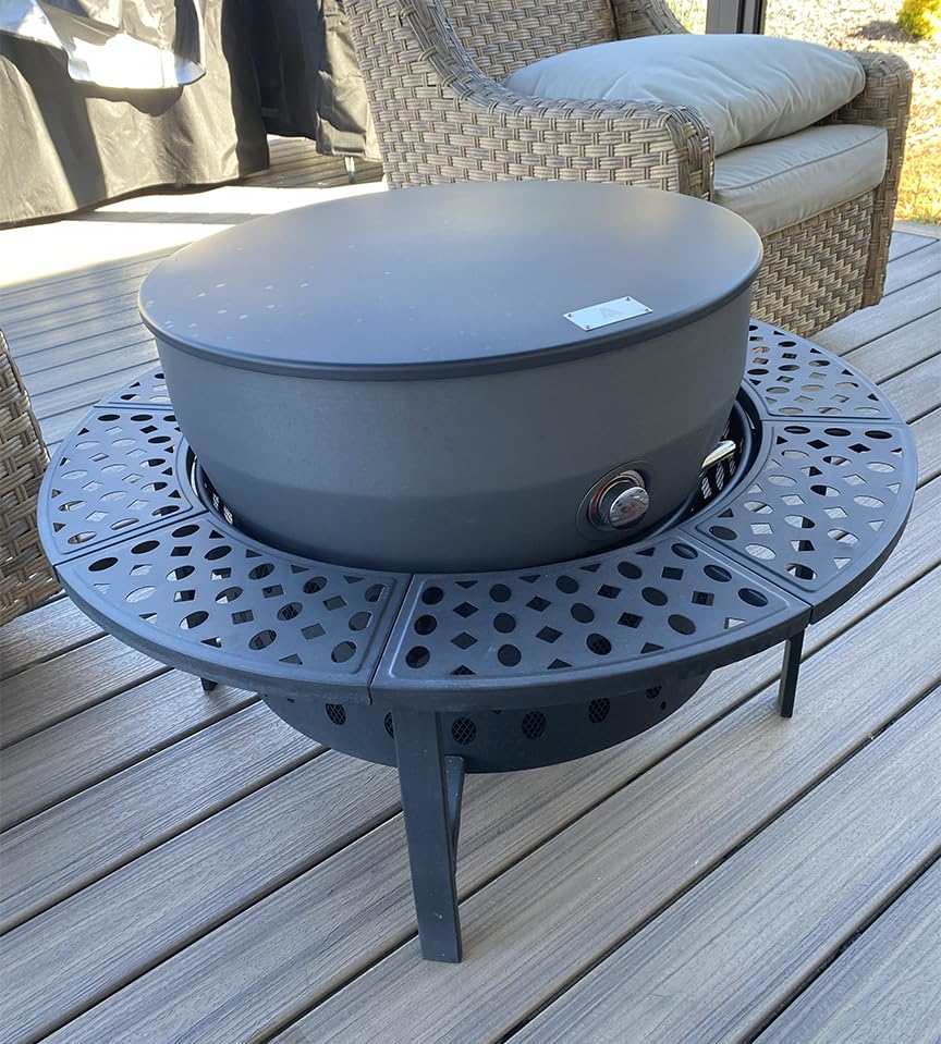 36 Inch Fire Pit with 2 Grills, Wood Burning Fire Pits for Outside with Lid, Poker and Round Waterproof Cover, BBQ& Outdoor Firepit & Round Metal Table 3 in 1 for Patio, Picnic, Party customer photo 1