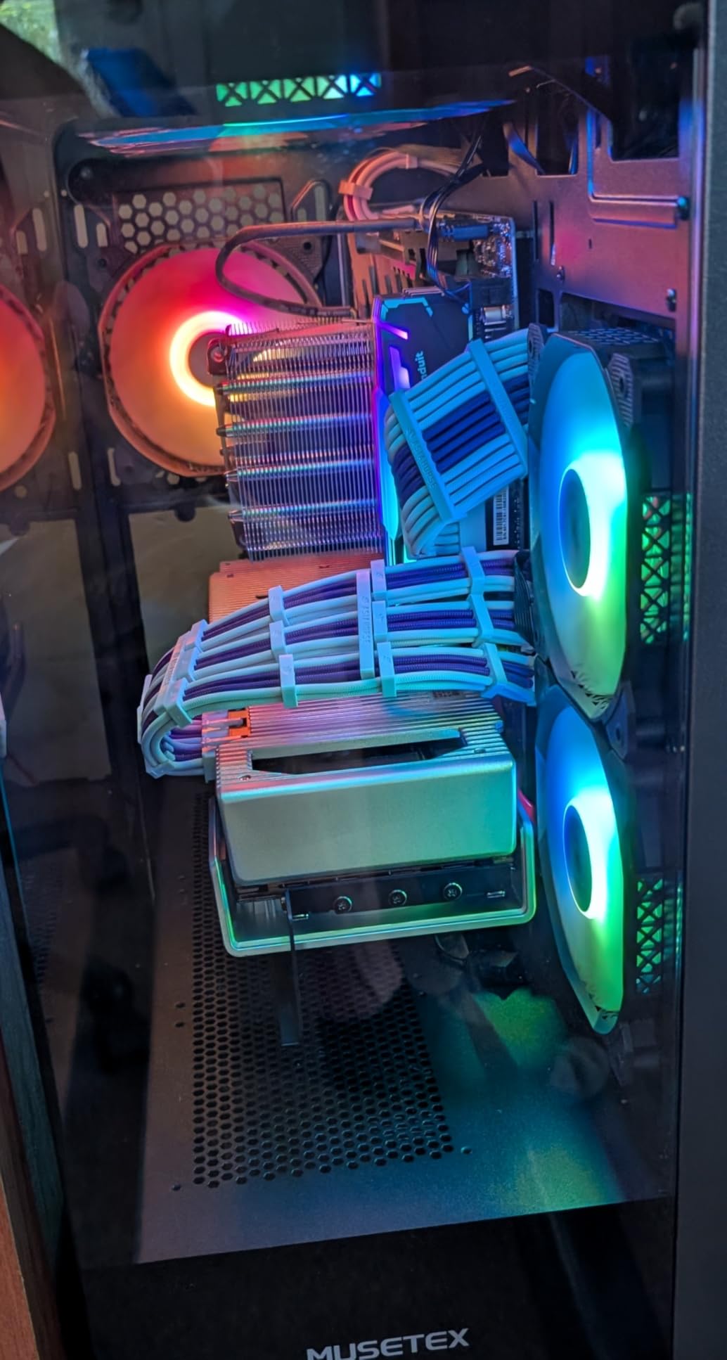 MUSETEX PC CASE ATX 6 PWM ARGB Fans Pre-Installed, Type-C Mid Tower Computer Case with Full-View Dual Tempered Glass, Gaming PC Case,Black(K2) - Customer Photo 2